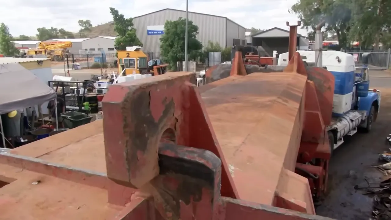 The imported crusher, ready for testing in the yard