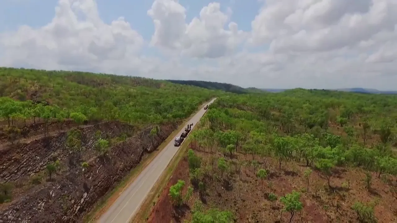 Steve's road train approaching Darwin after long haul