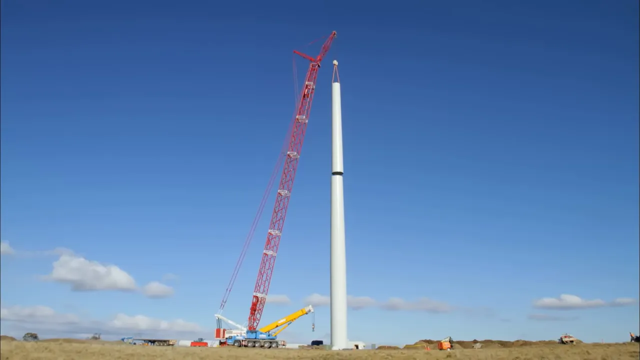Aerial shot of the Boko Rock wind farm construction site