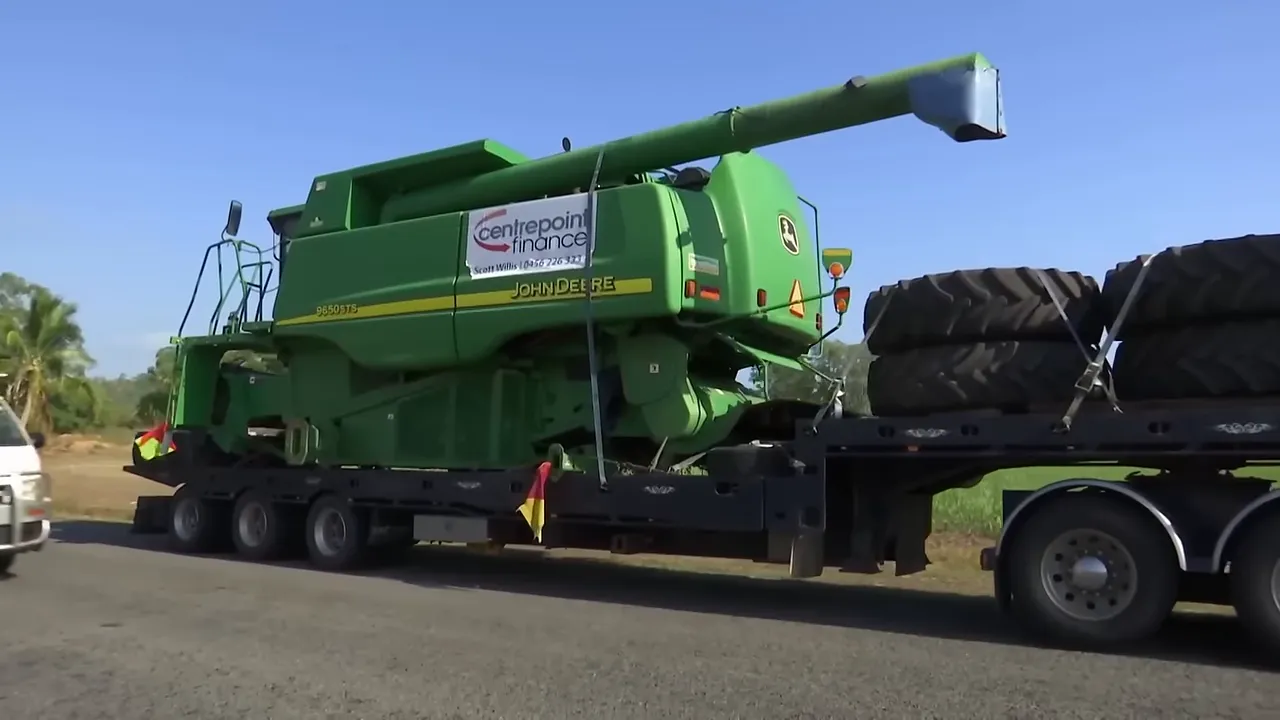 Arrival at Mackay: the combine harvester finally unloaded