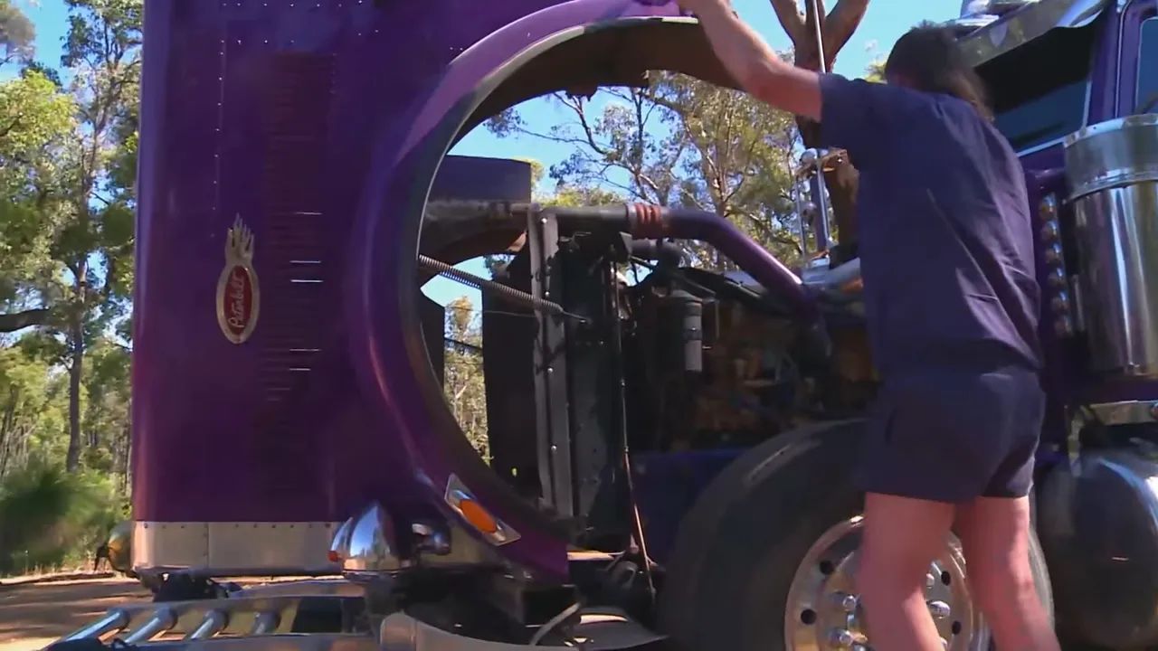 Sludge beside his overheating truck in the Outback