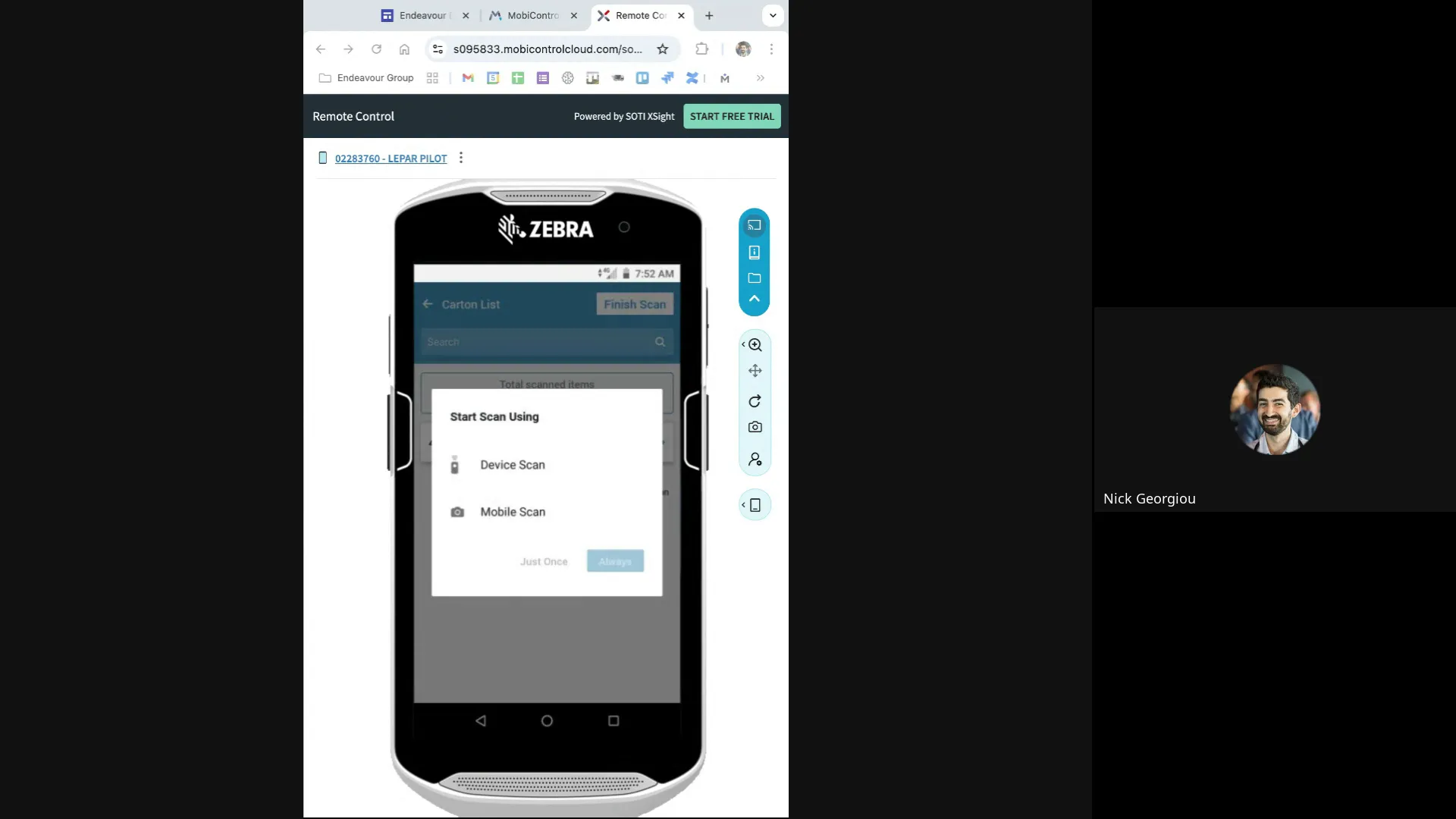 Accessing scanner interface in Fareye app