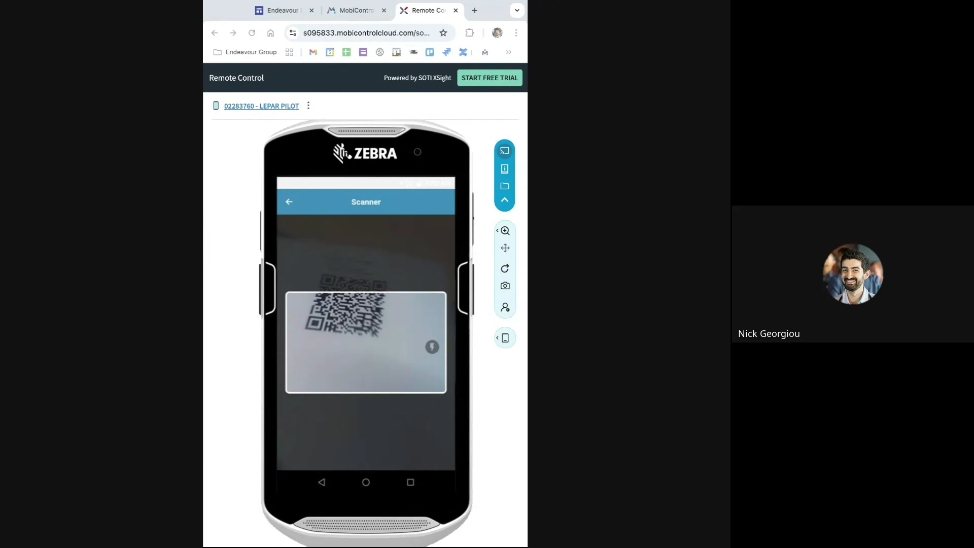 Scanning QR code for login on Fareye device