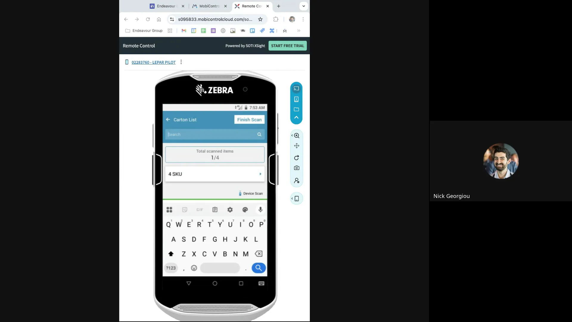 Scanning cartons one by one using Fareye device scanner