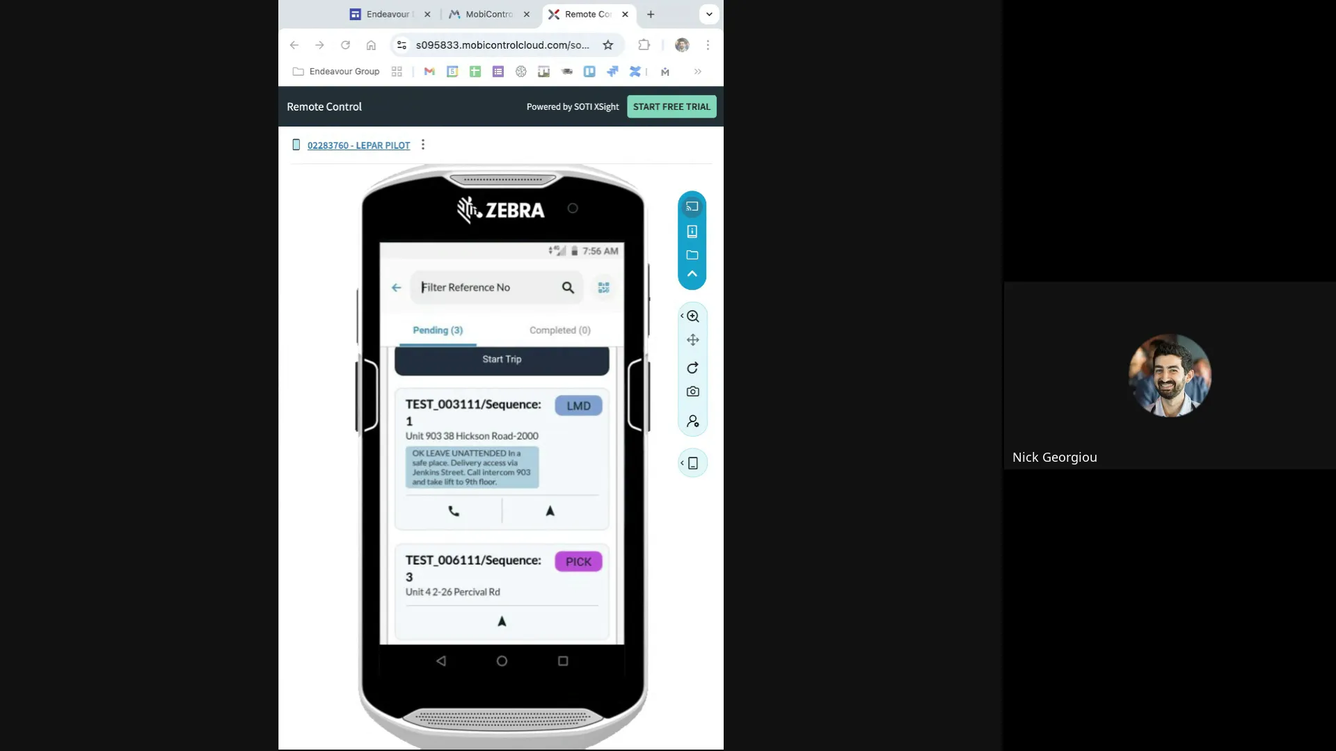 Last Mile tab showing stops for delivery