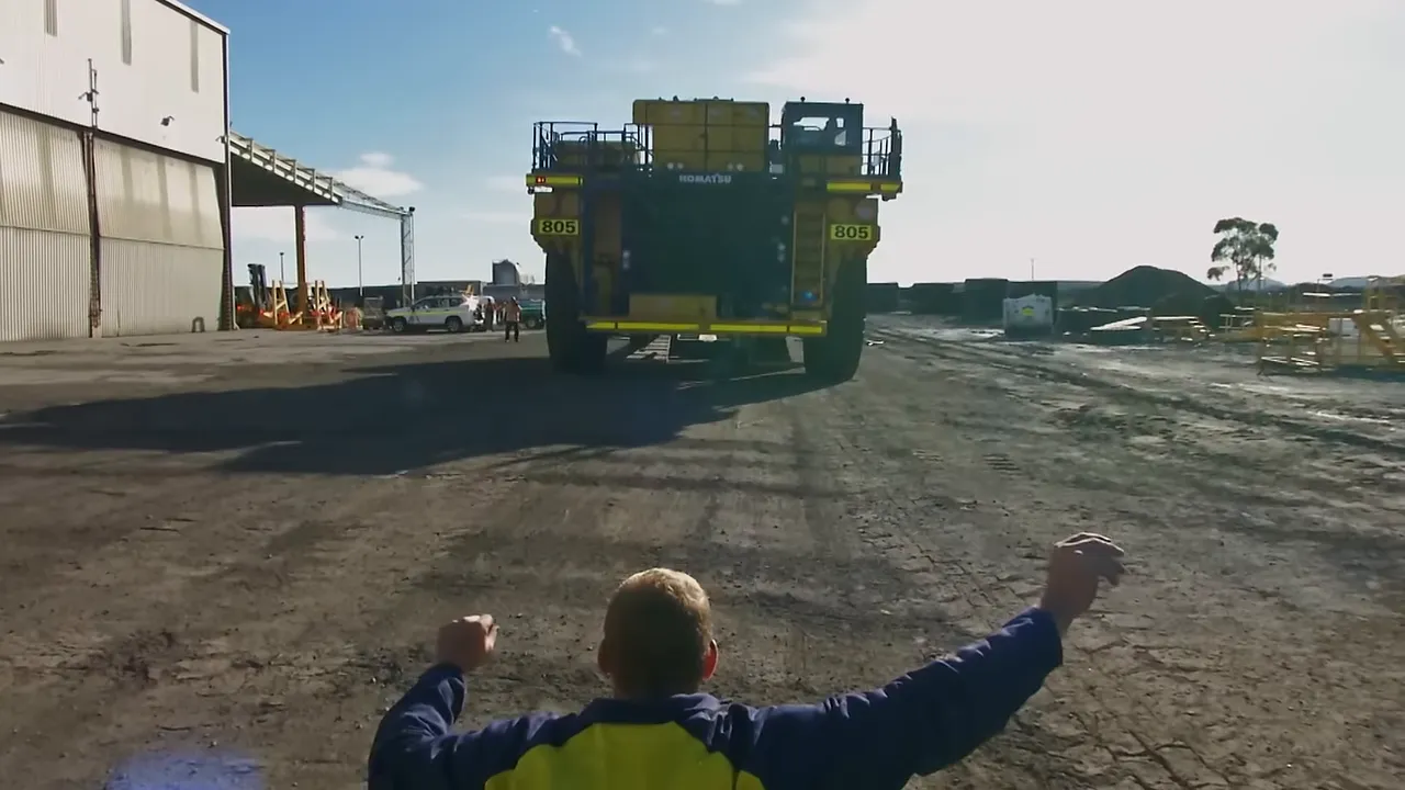 Cameron lining up the 130-tonne dump truck on the trailer