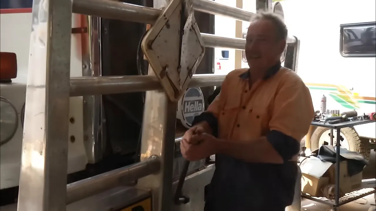 Mechanic working on truck air conditioning