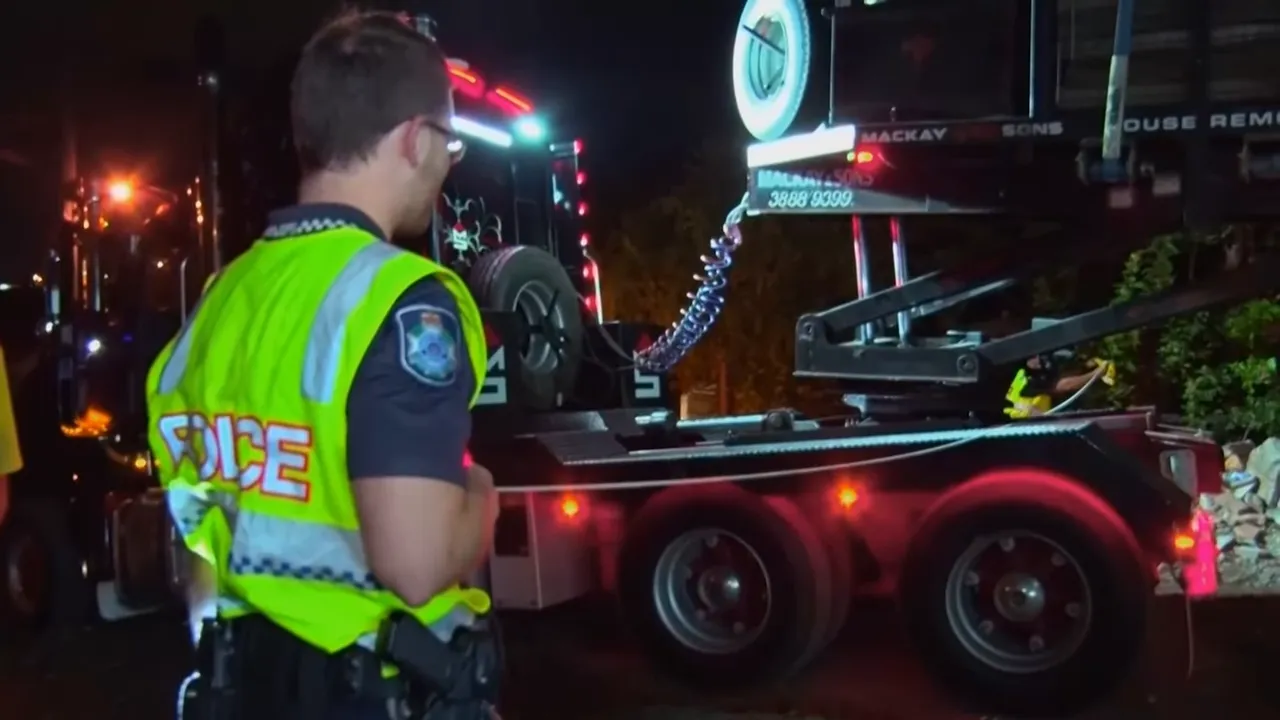 Escort police inspecting permits and measurements