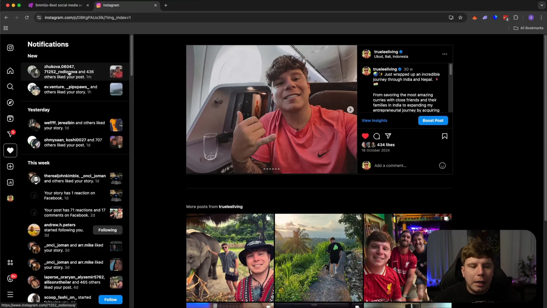 Instagram likes increasing organically on a post