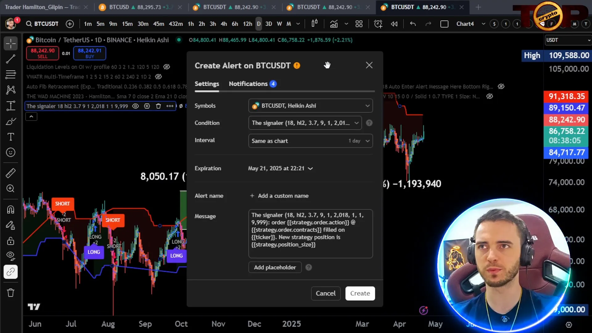 Setting alerts for TheSignaler bot on TradingView