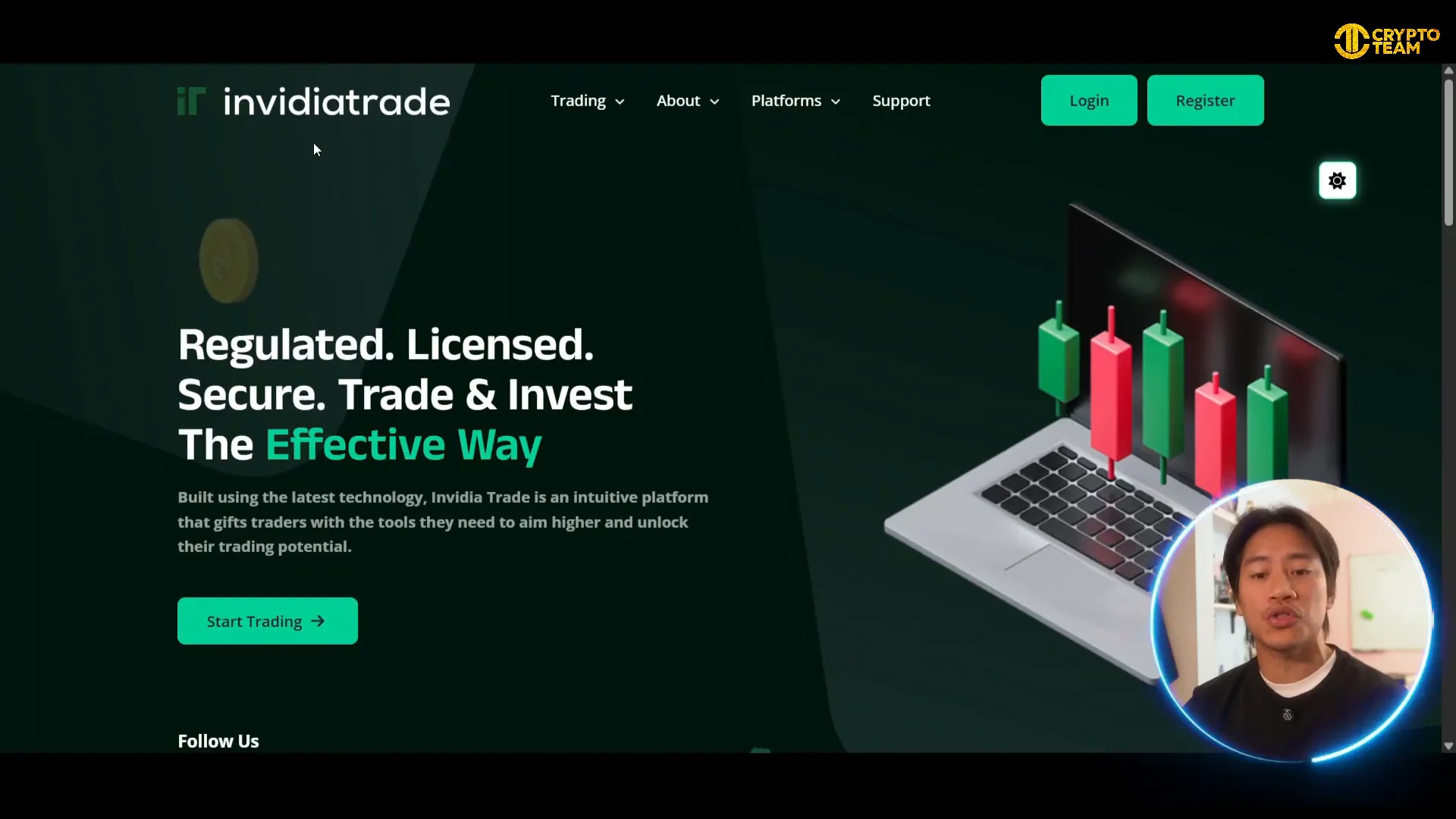 Homepage overview of Invidia Trade platform