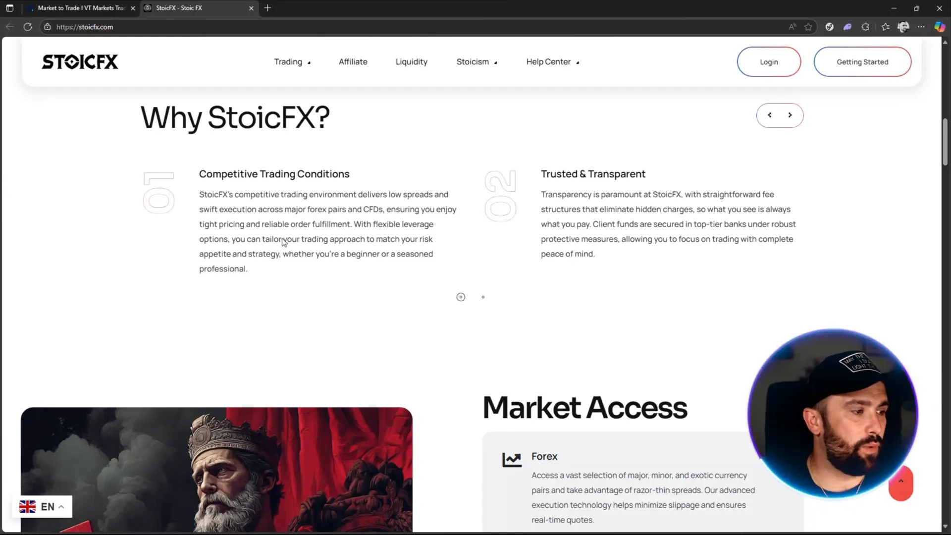 StoicFX zero spread Bitcoin trading feature