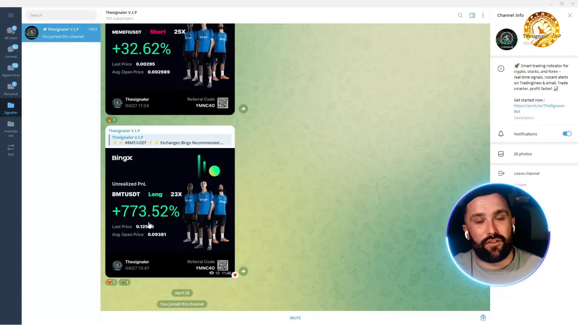 TheSignaler VIP signals showing impressive percentage gains