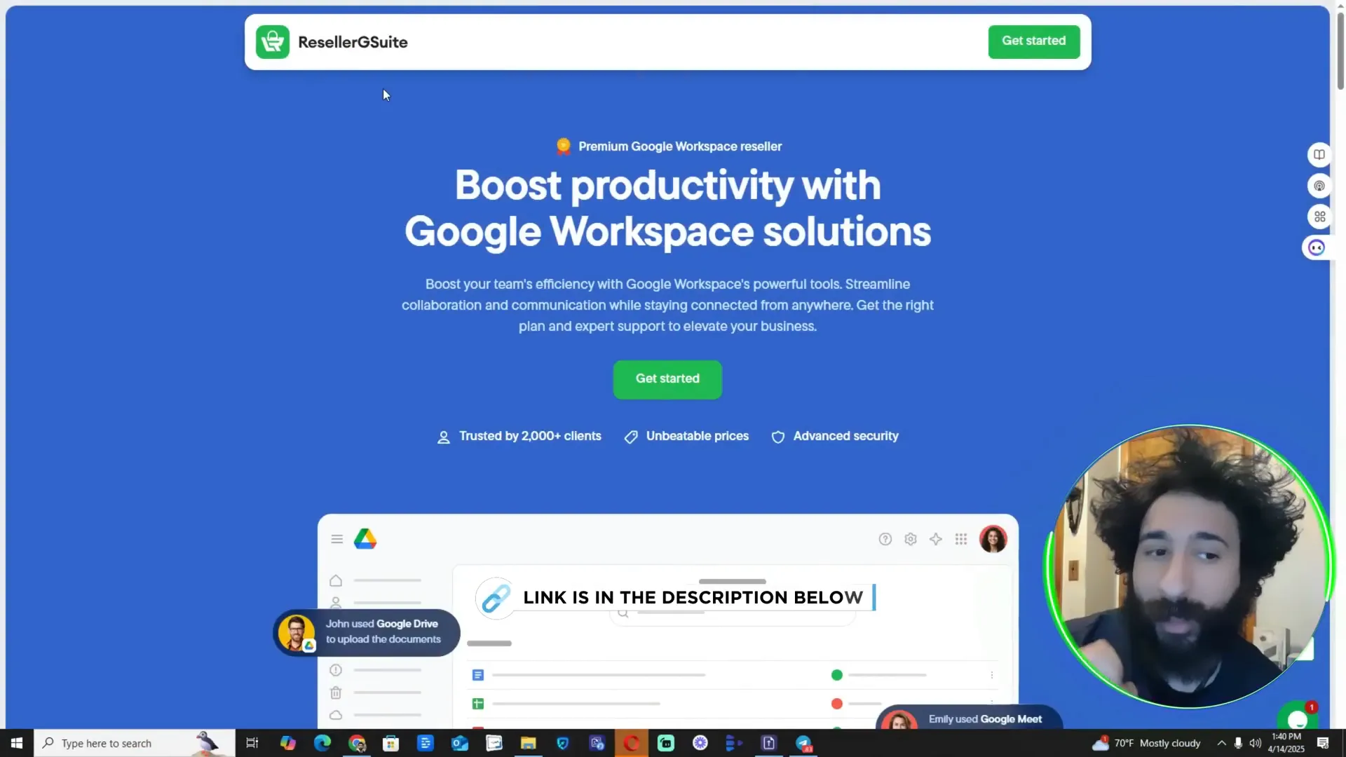 Dashboard overview of ResellerGSuite