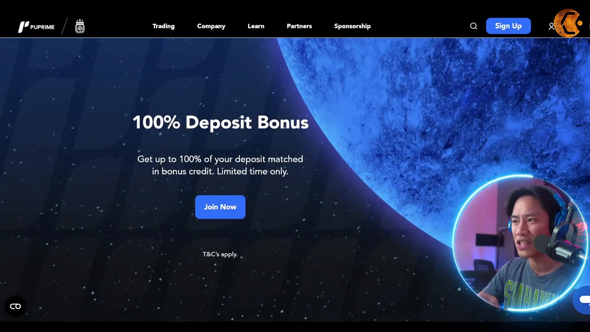 PU Prime 100% deposit bonus details on the platform
