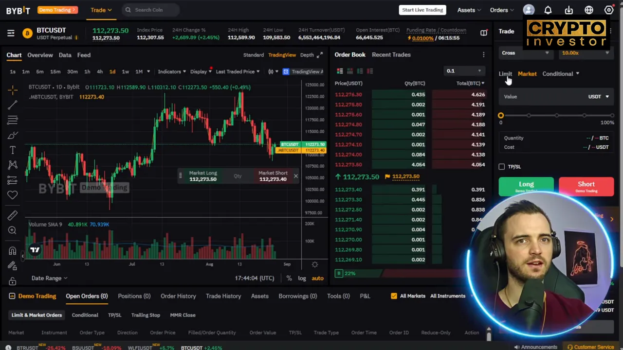 Bybit trading screen showing leverage selector and isolated vs cross options