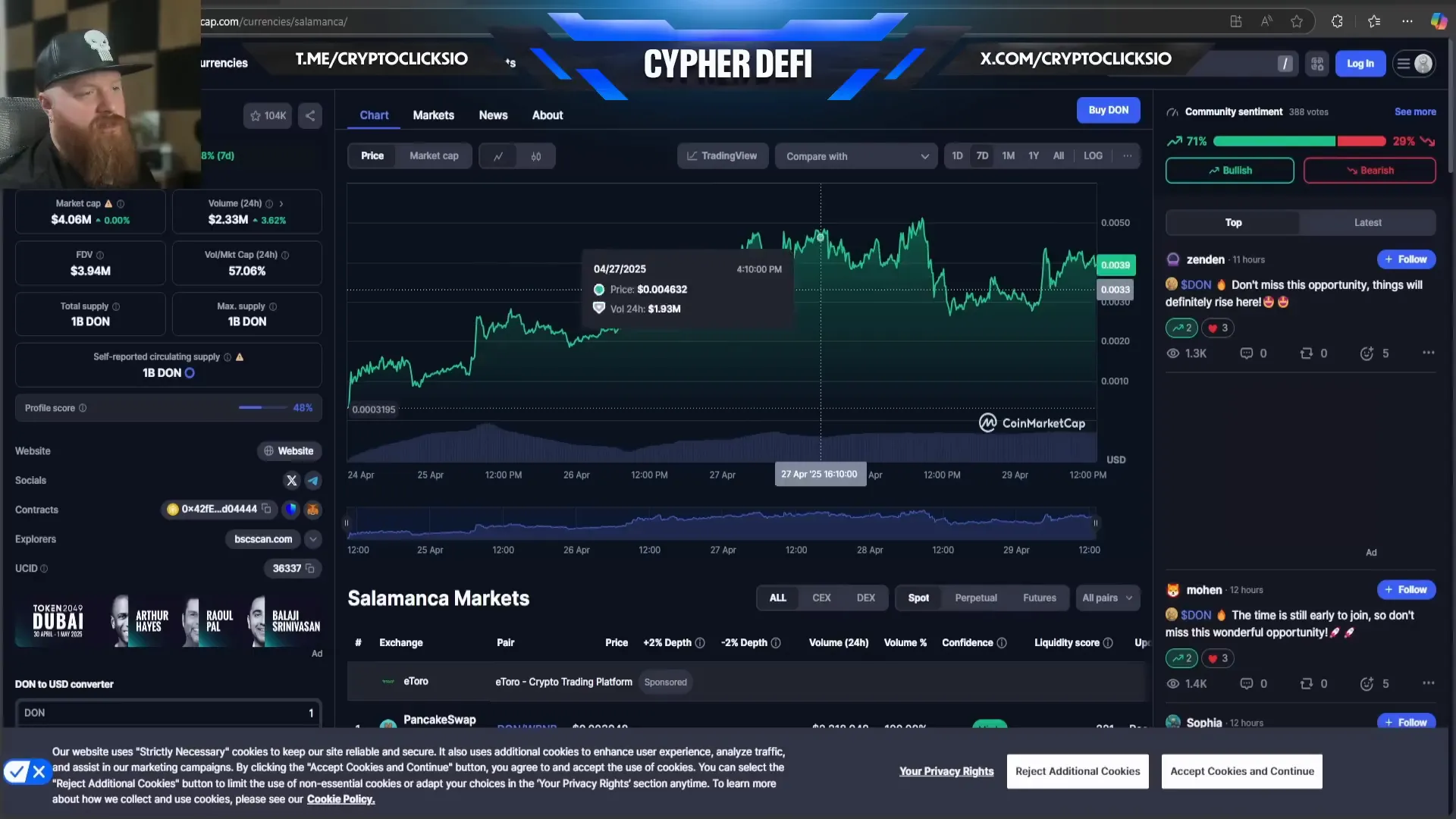 Salamanca Coin price chart and community sentiment