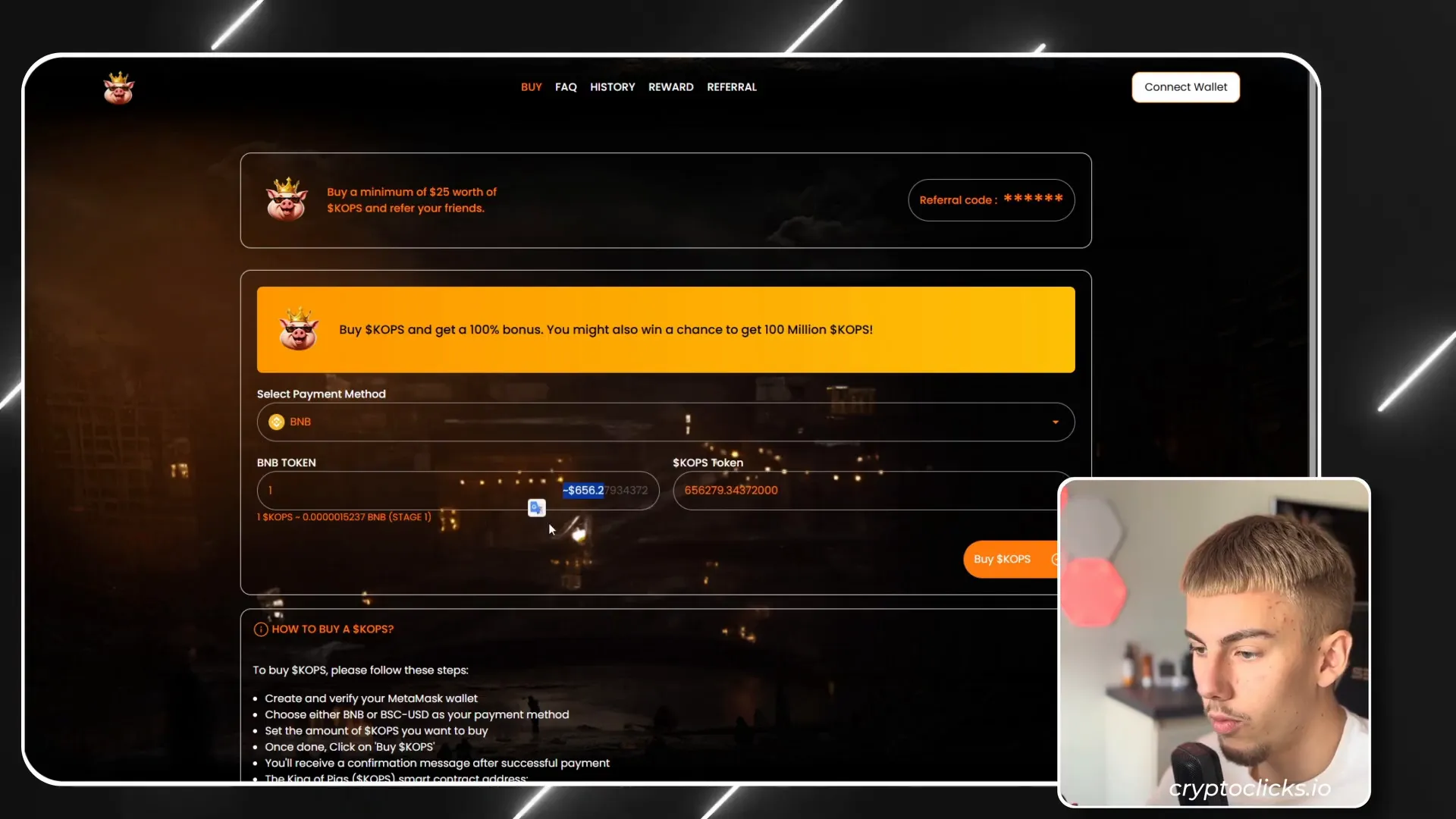 How to buy King of Pigs KOPS token on BNB chain