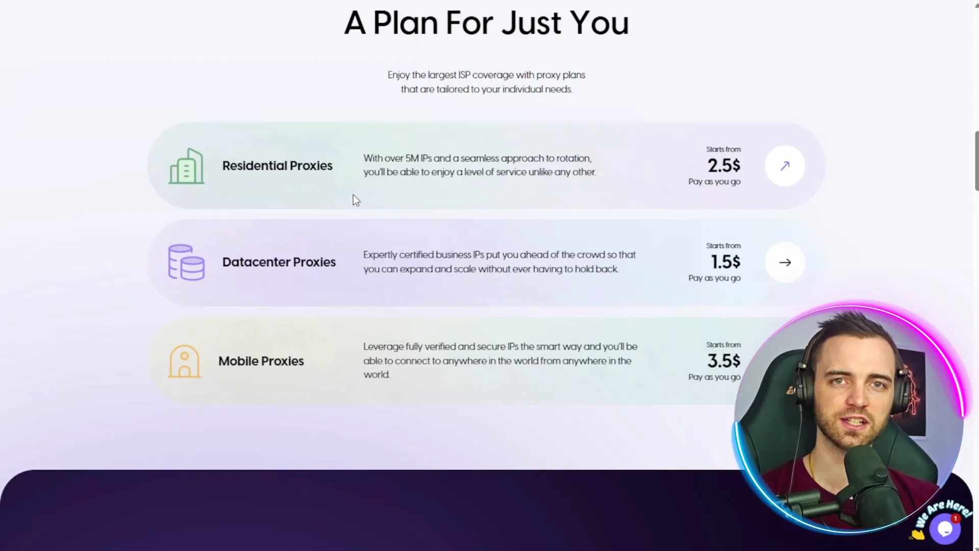 Proxy4u pay-as-you-go pricing feature