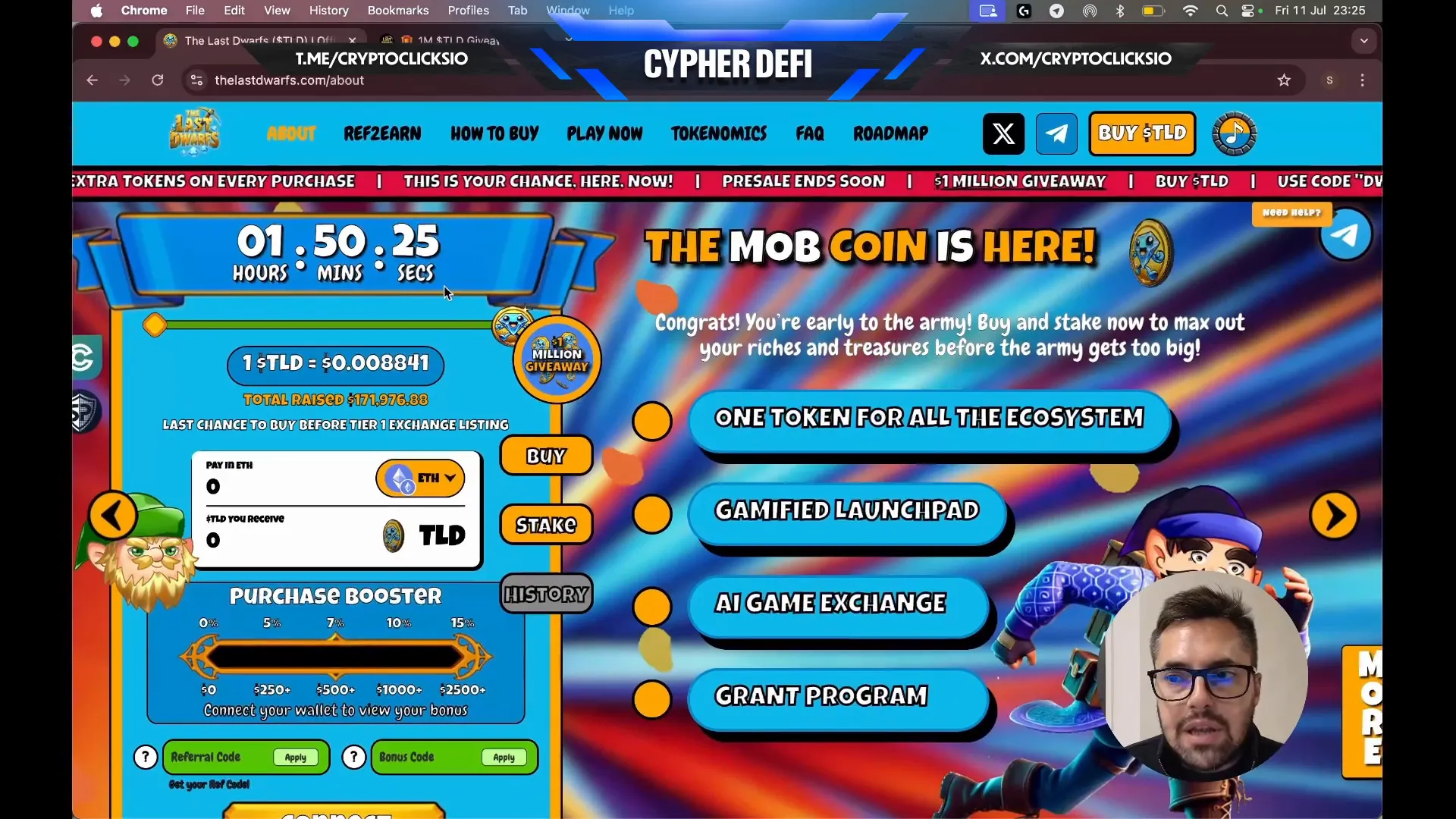TLD pre-sale widget with referral and purchase booster