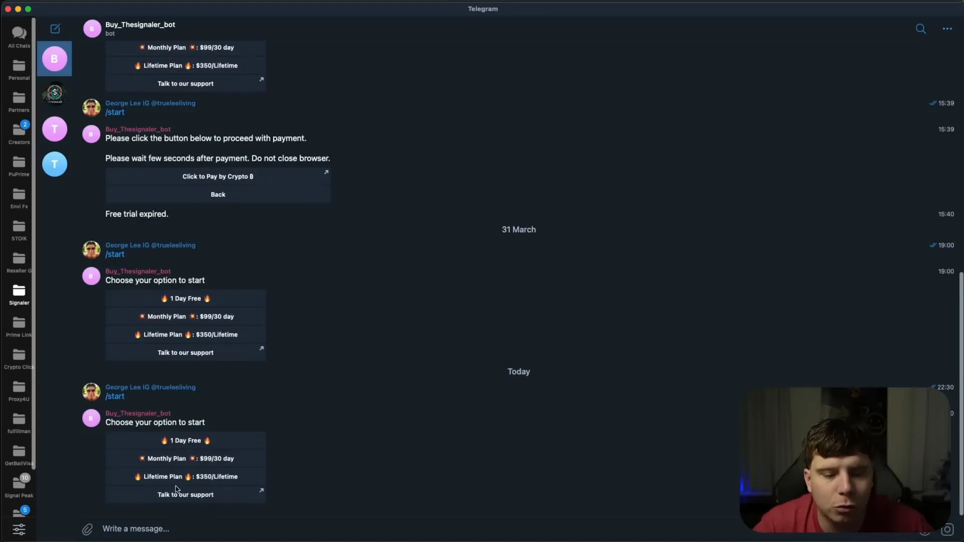 Telegram Signal bot for purchasing The Signaler indicator