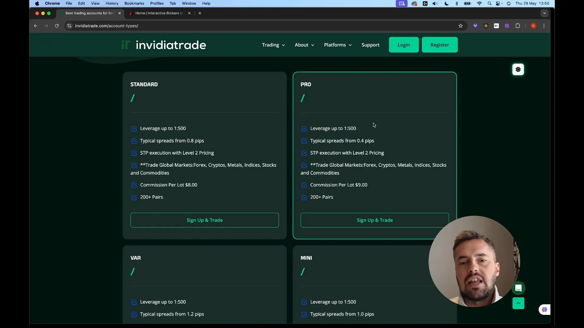 Comparison of fees and spreads between InvidiaTrade and Interactive Brokers