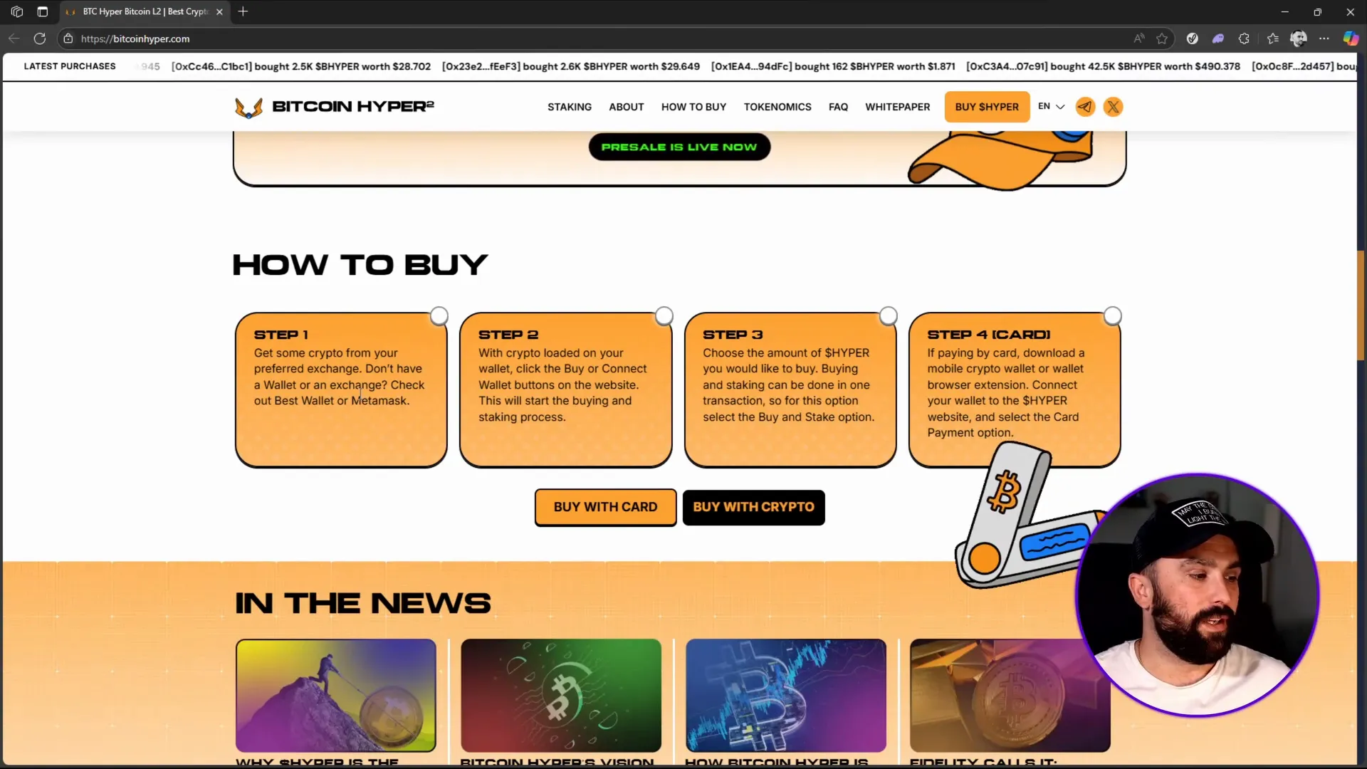 Buying and staking Bitcoin Hyper tokens on the official platform