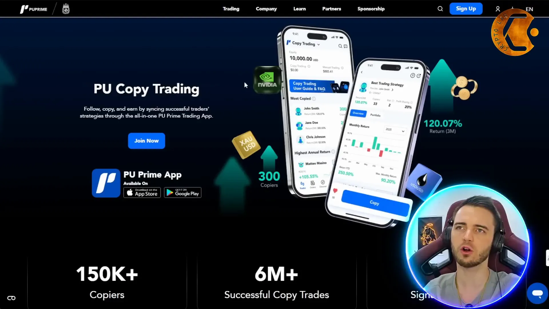 Copy Trading UI on PU Prime