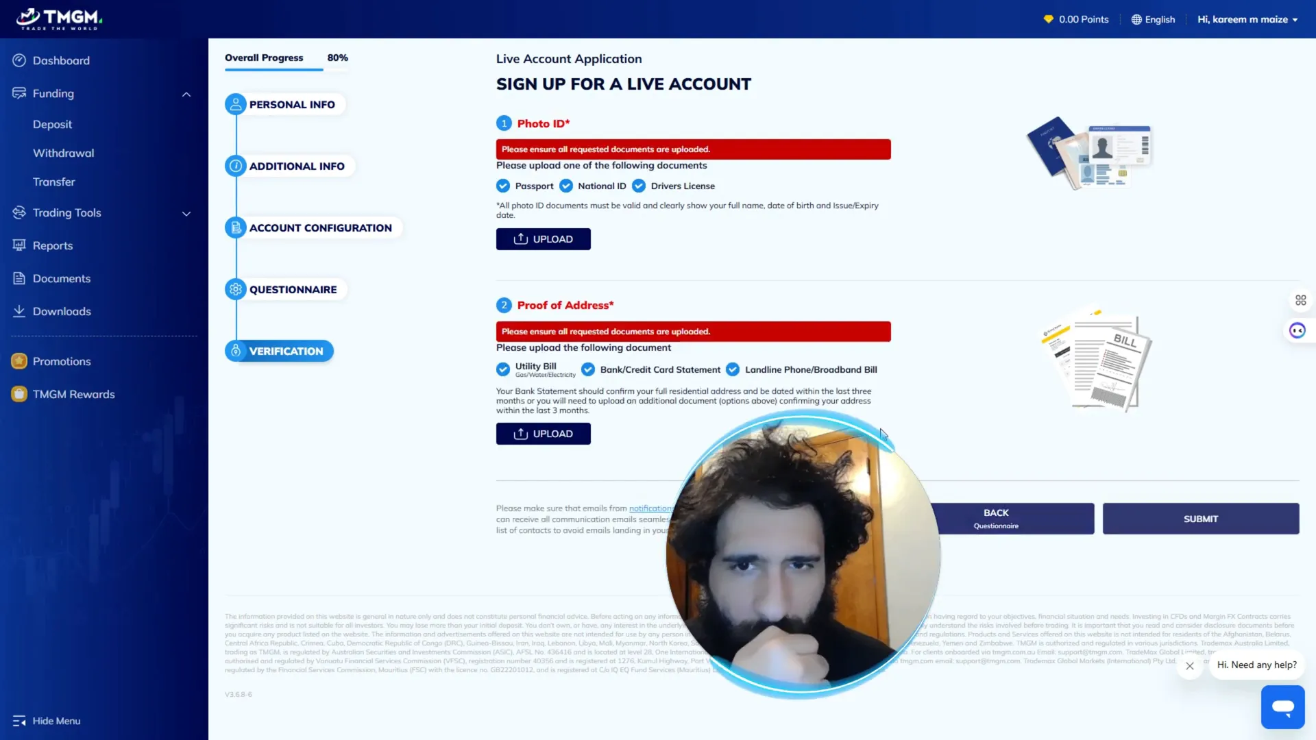 TMGM registration process