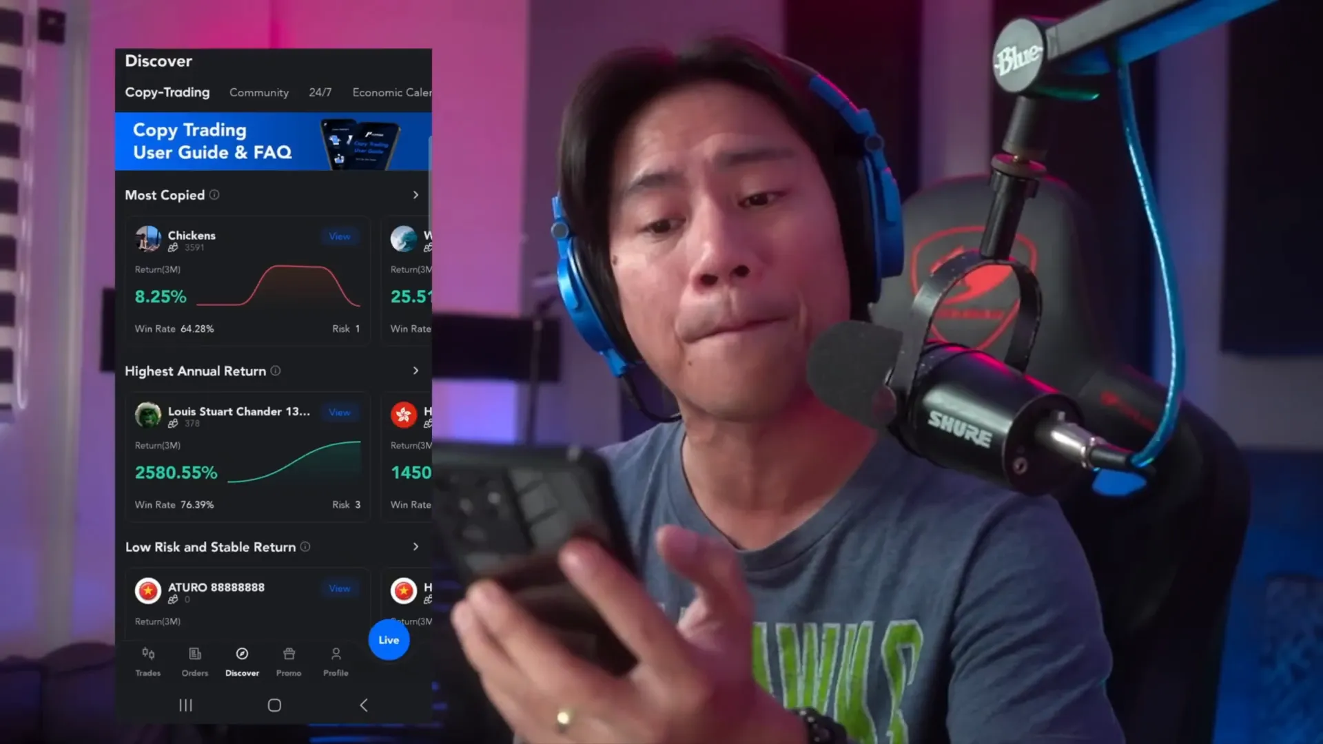PU Prime app Discover tab showing copy trading options