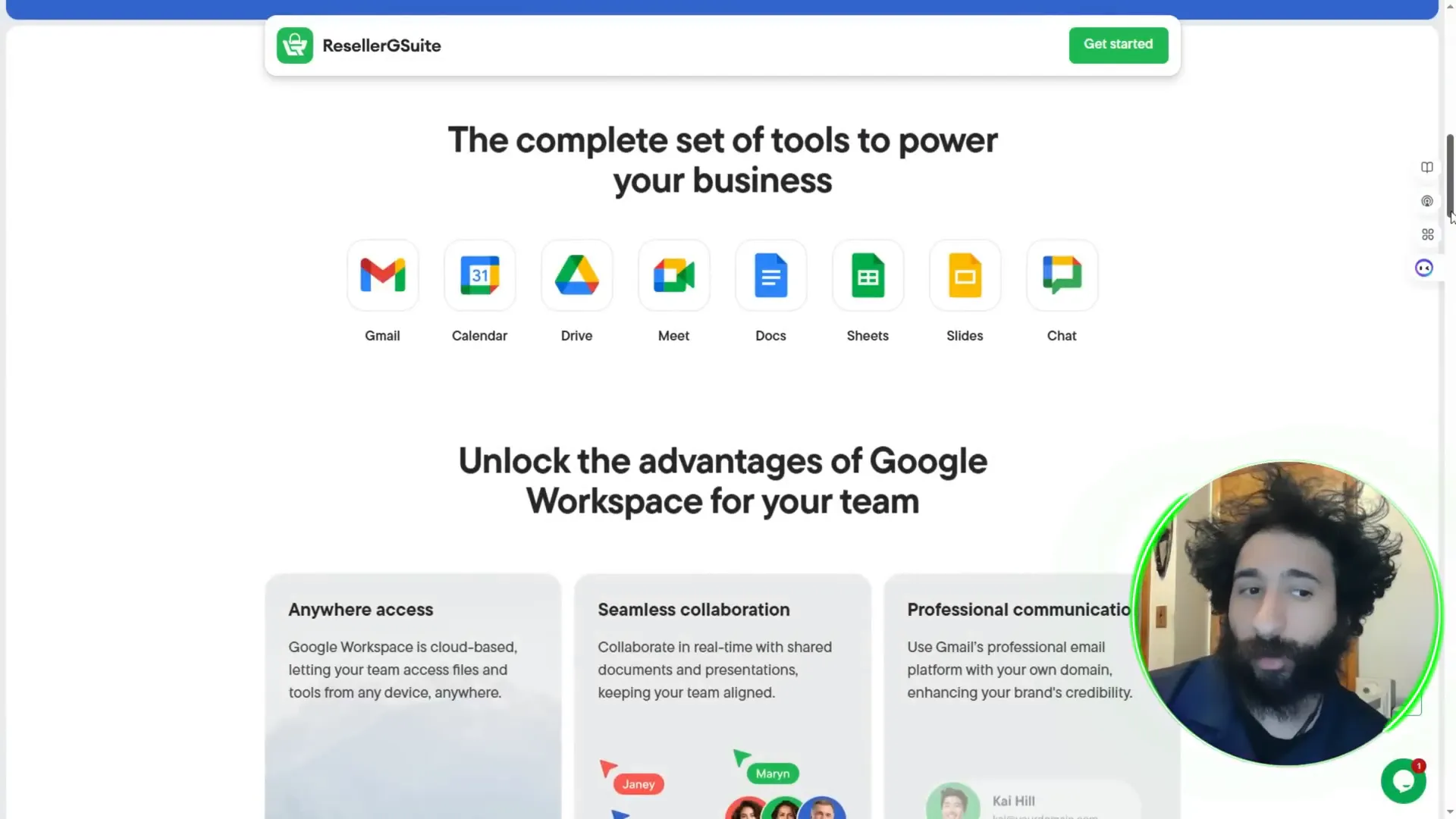 Introduction to Reseller G Suite dashboard showing Google Workspace tools