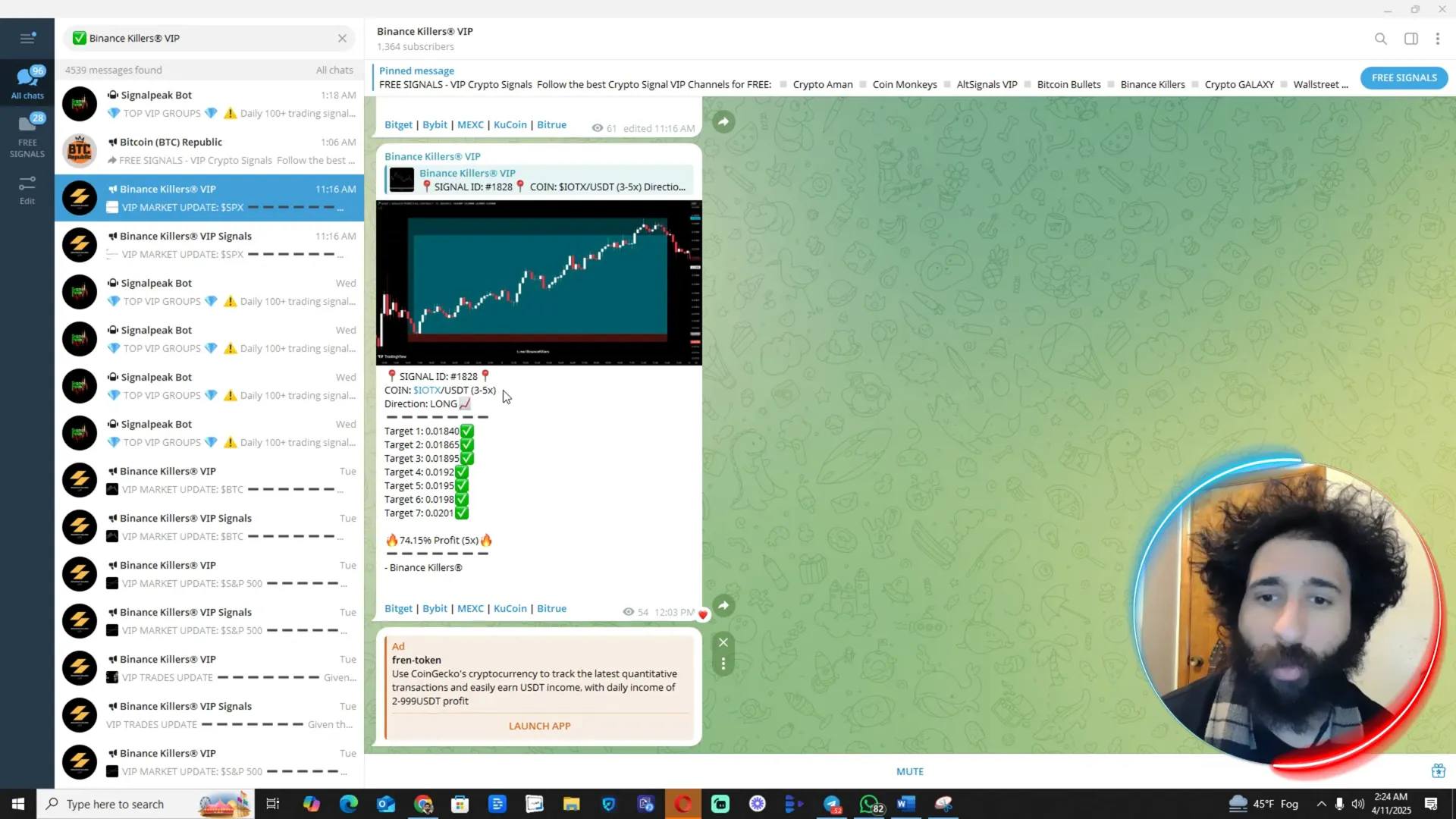 SignalPeak bot delivering Binance Killers VIP signals