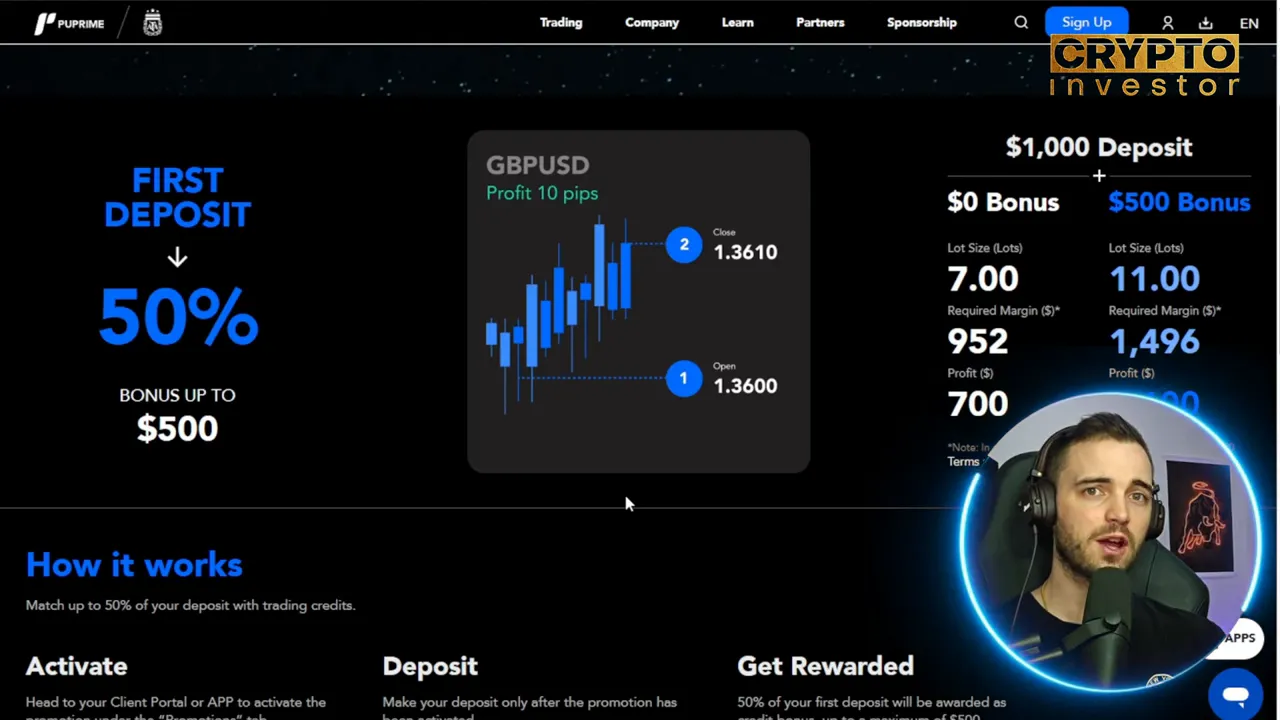 PU Prime 50% deposit bonus offer shown on the promotions page