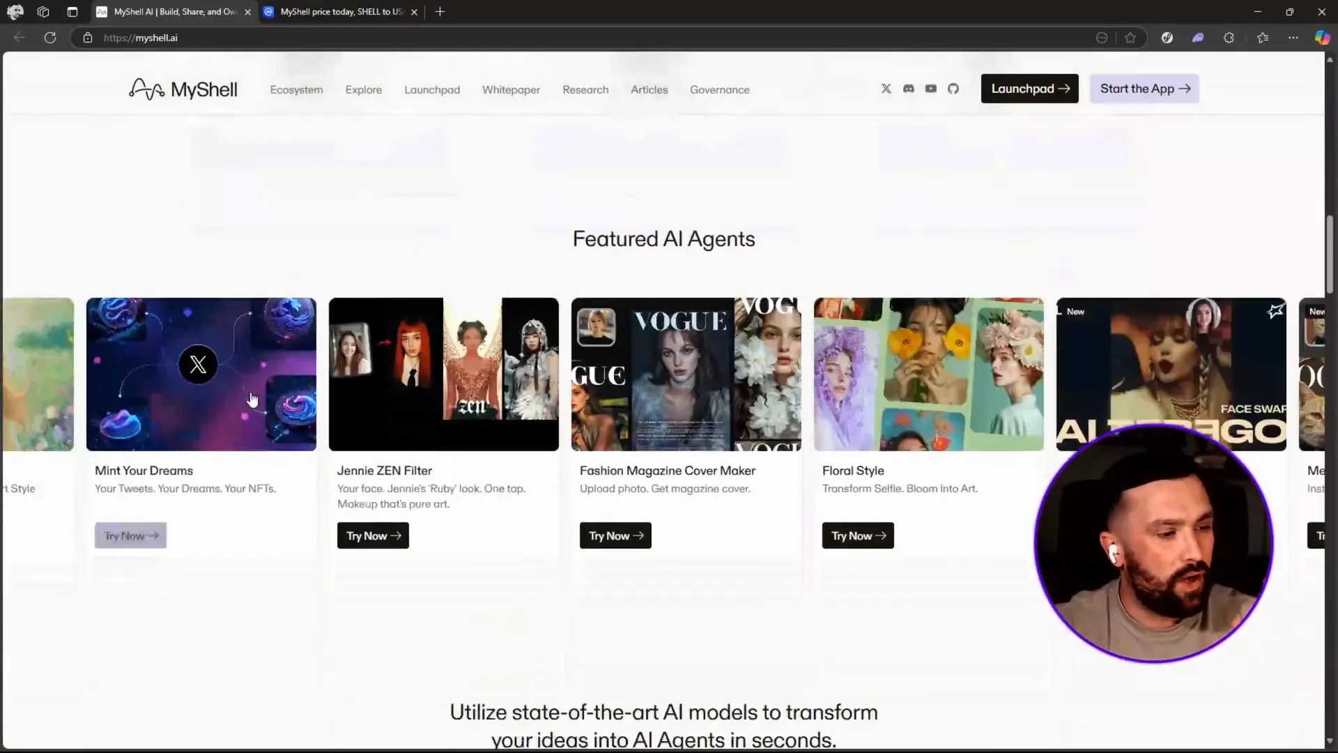 MyShell.ai interface showcasing AI widgets