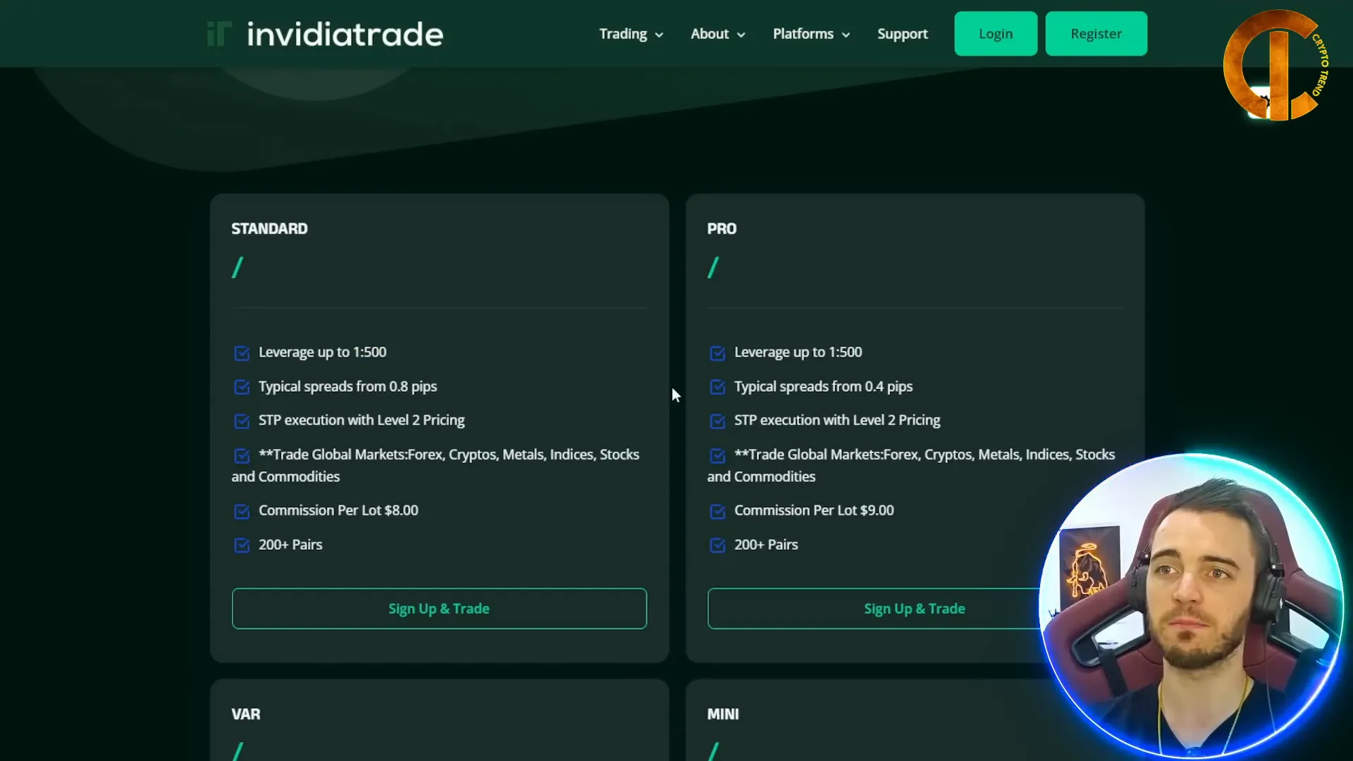 InvidiaTrade leverage and instrument options