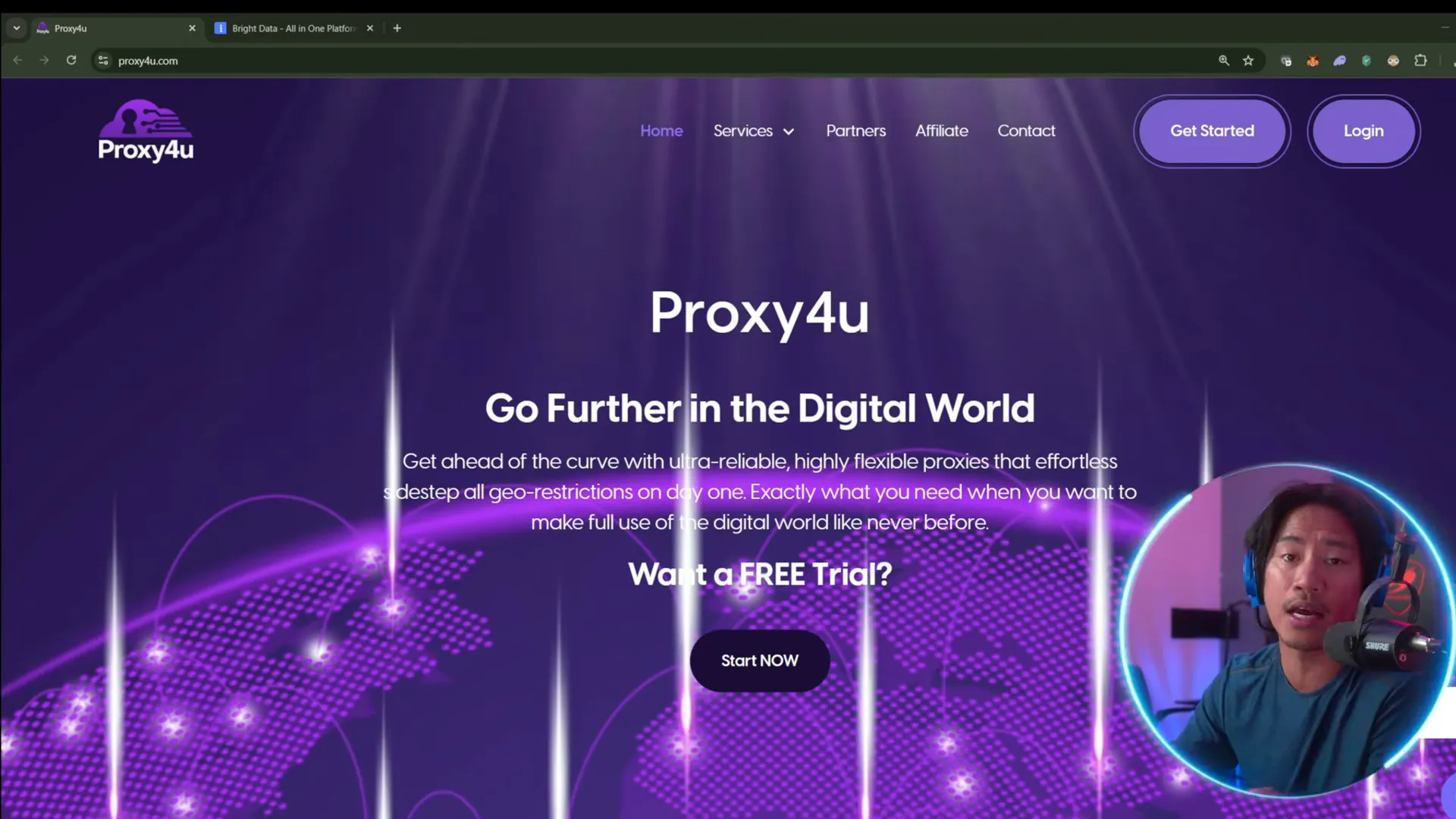 Proxy4u landing page showing a clean interface