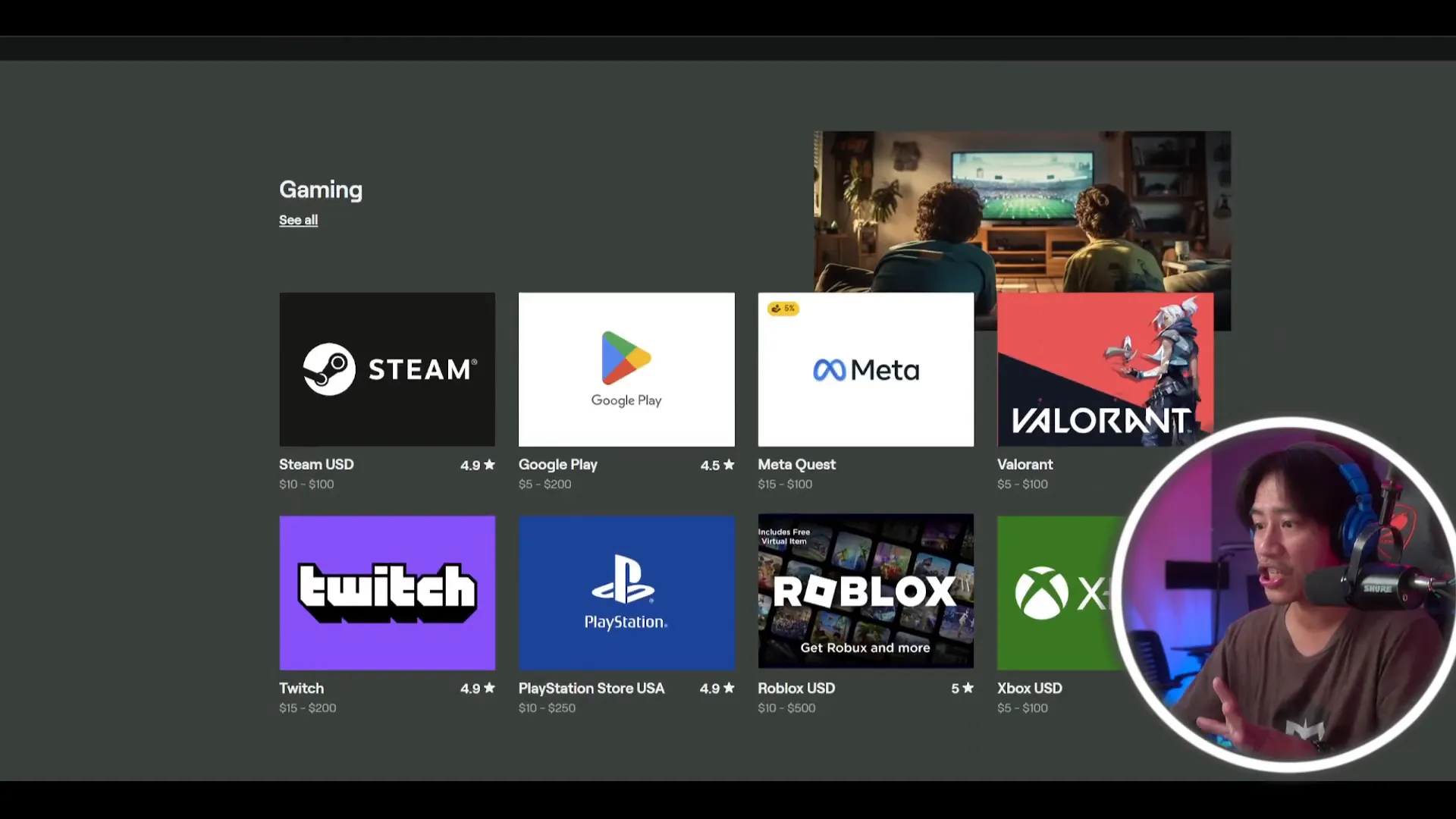 Bitrefill gift card options including Steam, Google Play, and PlayStation