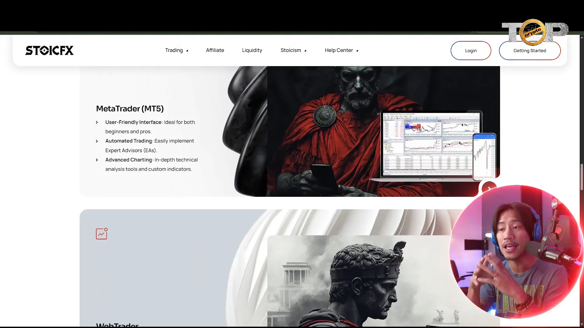 Stoic FX website homepage highlighting trader benefits
