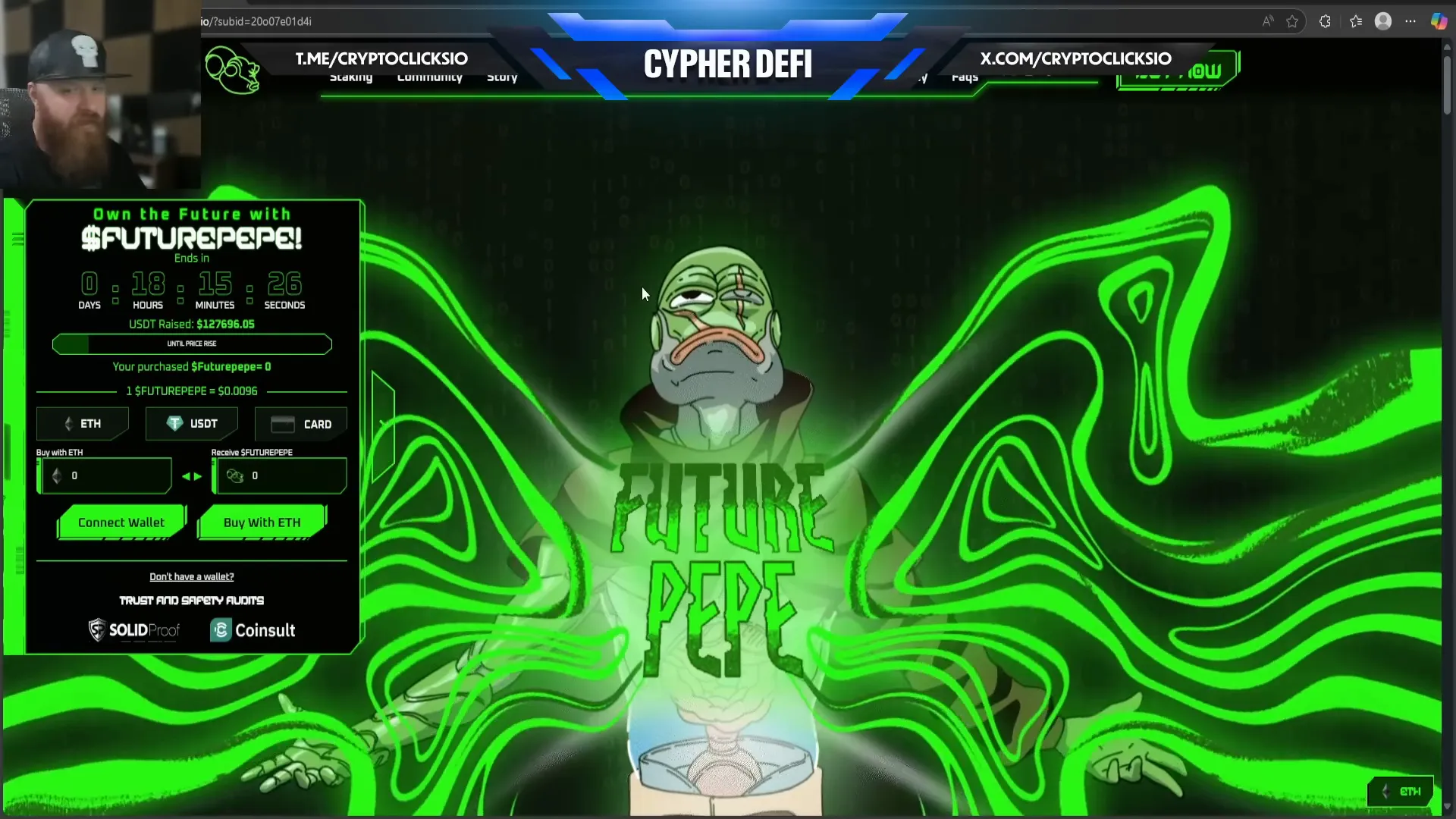 Future Pepe fundraising and community growth stats