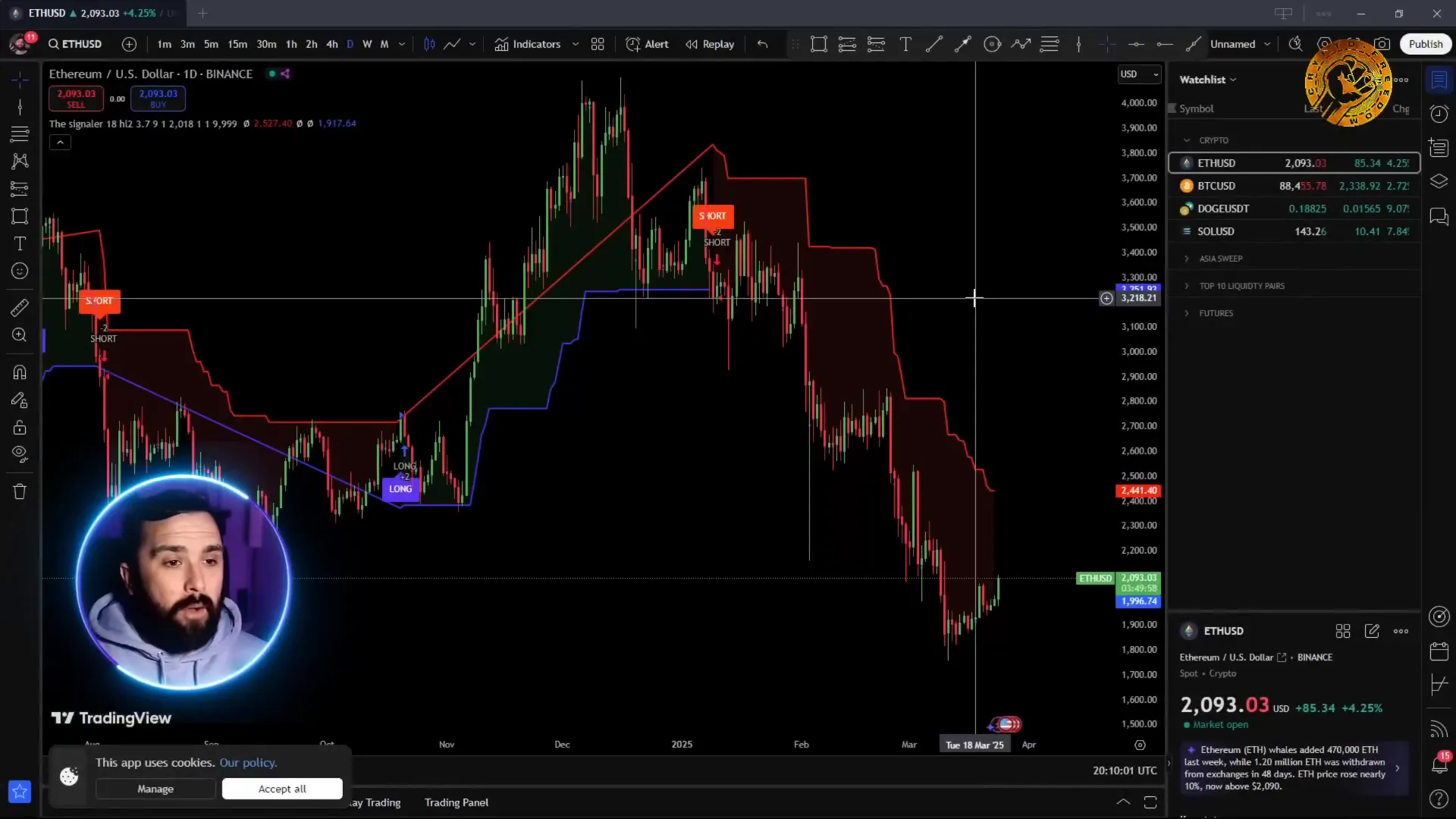 TradingView chart showing TheSignaler indicator