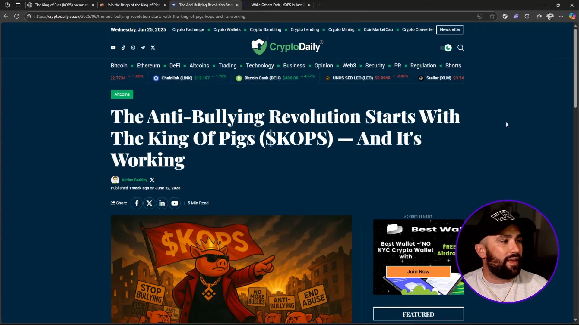 CoinEdition.com review explaining King of Pigs coin potential and referral program