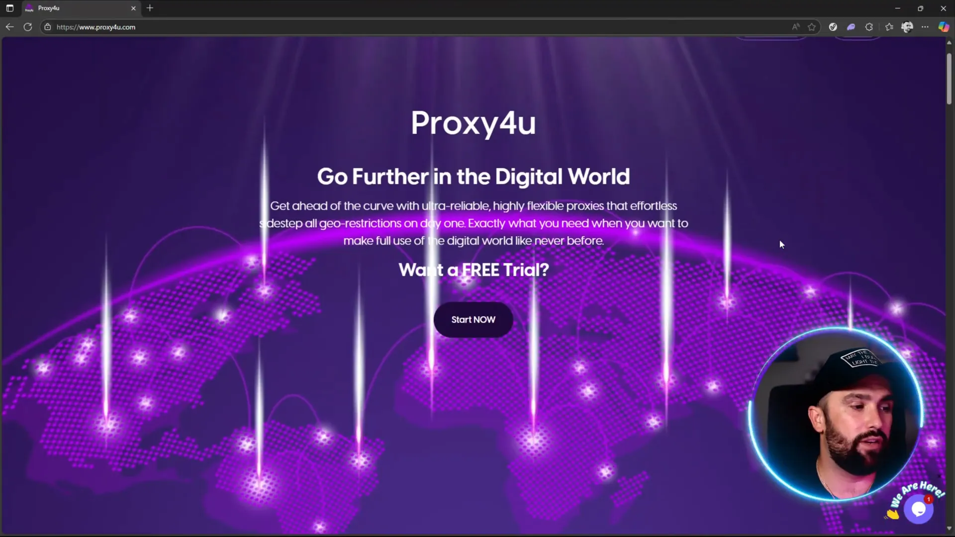Proxy4U homepage showing proxy service features