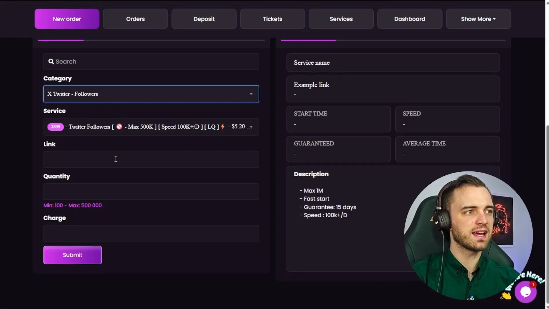 Purchasing followers on SMMGo
