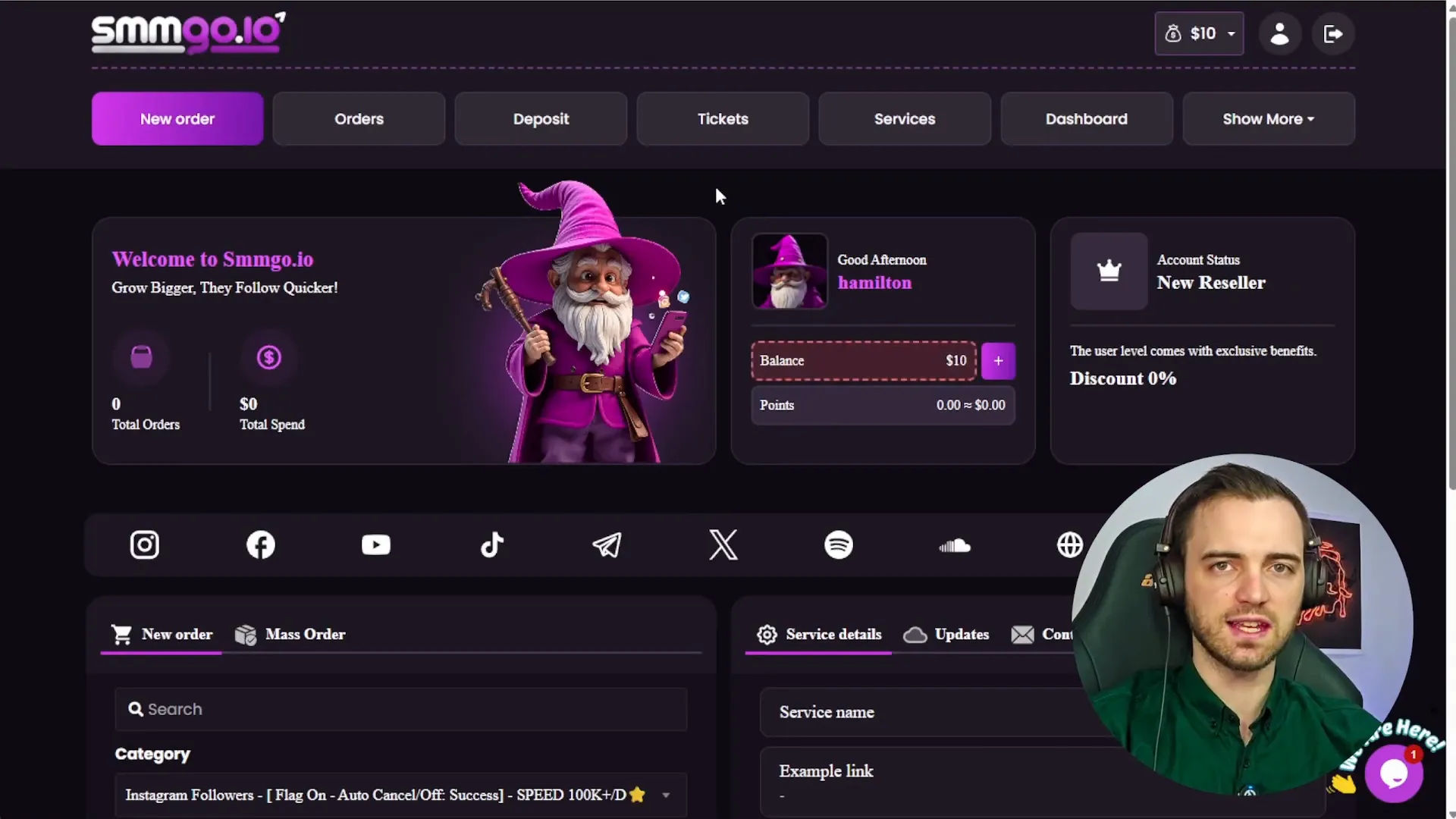 SMMGo dashboard overview