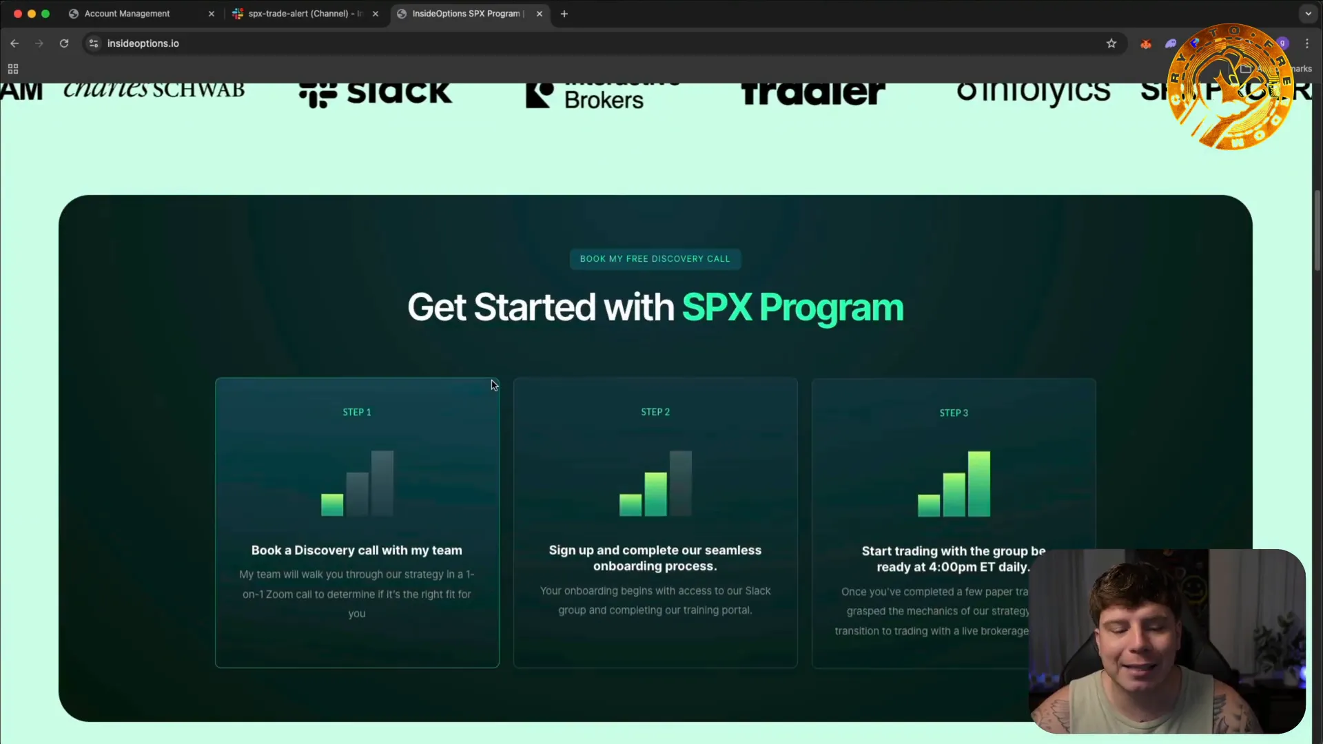 Inside Options sign-up and onboarding process