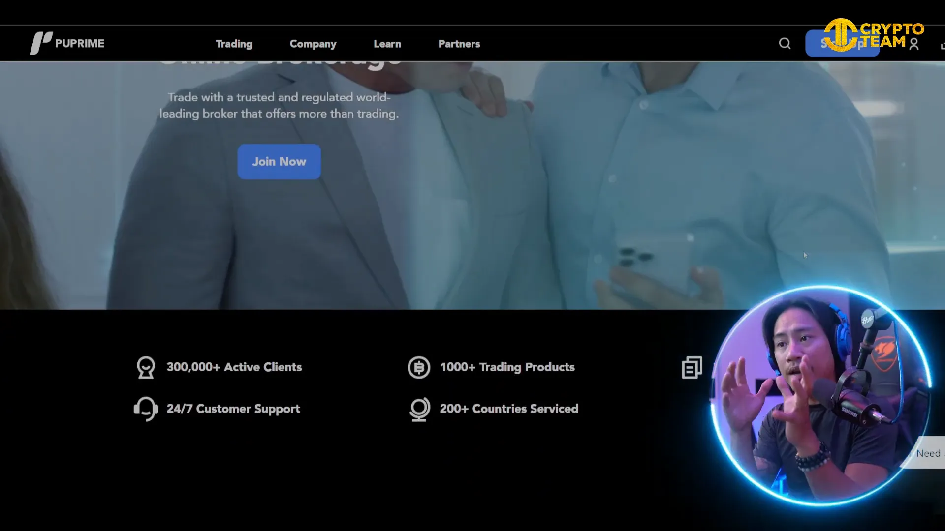 Landing page of PU Prime