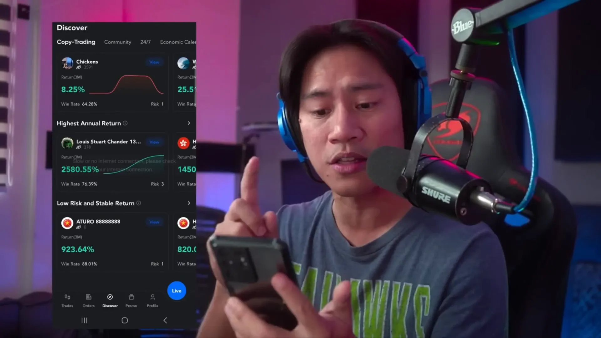 PU Prime app showing trader statistics and highest annual returns