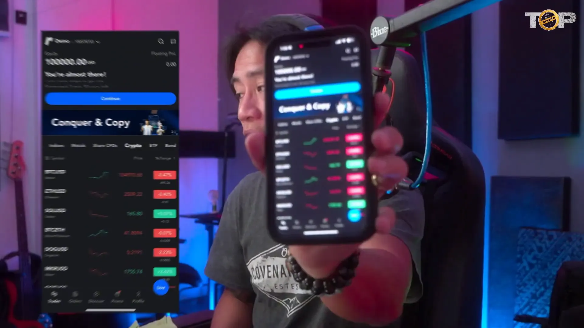 PU Prime trading platform interface on a mobile phone