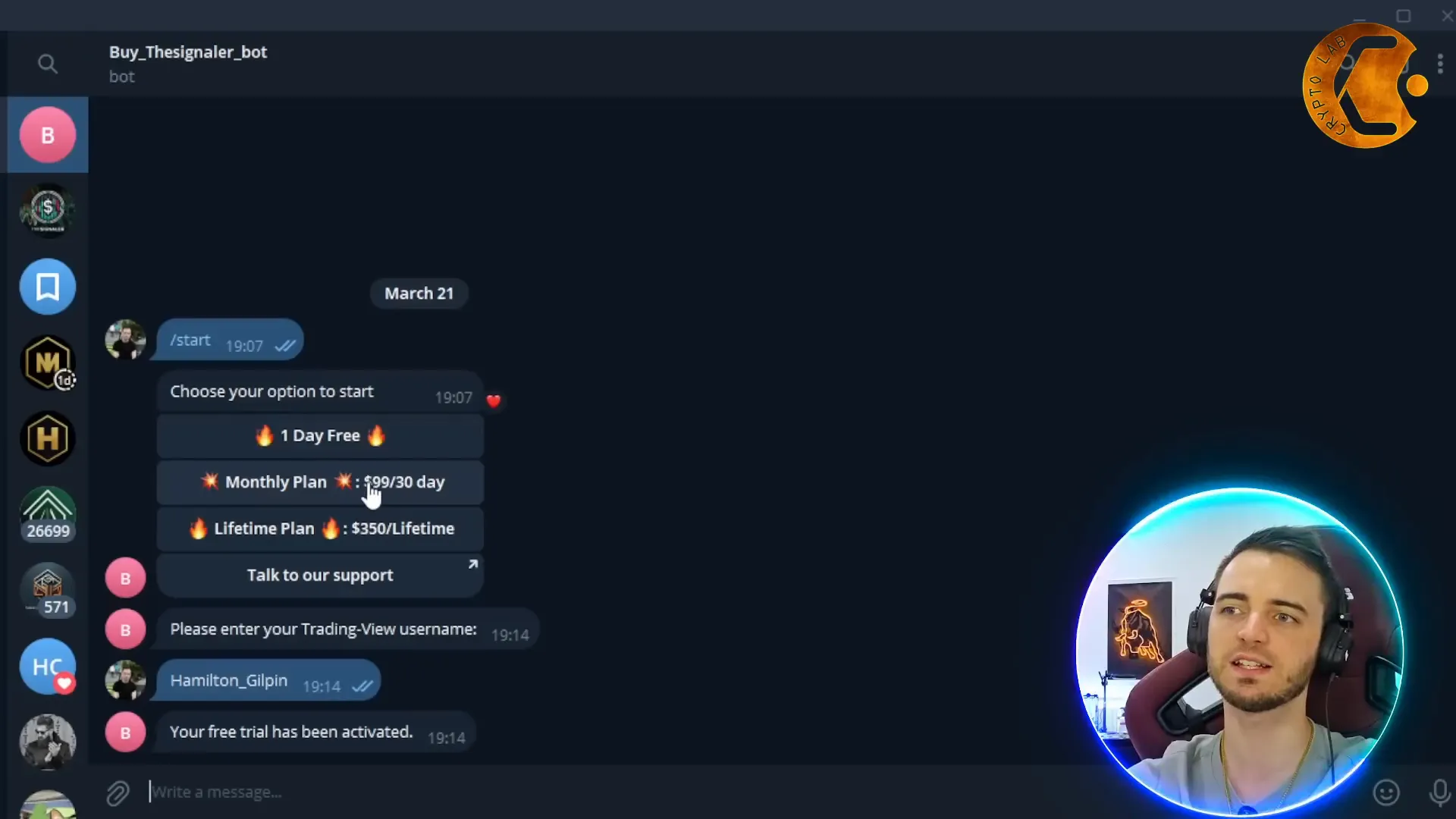 Step-by-step guide to activate The Signaler Bot