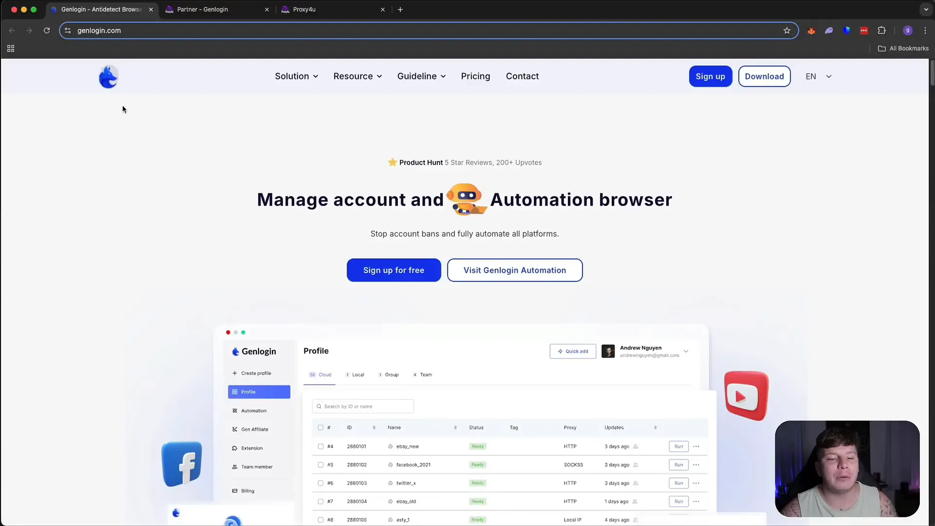 GenLogin anti-detect browser dashboard overview